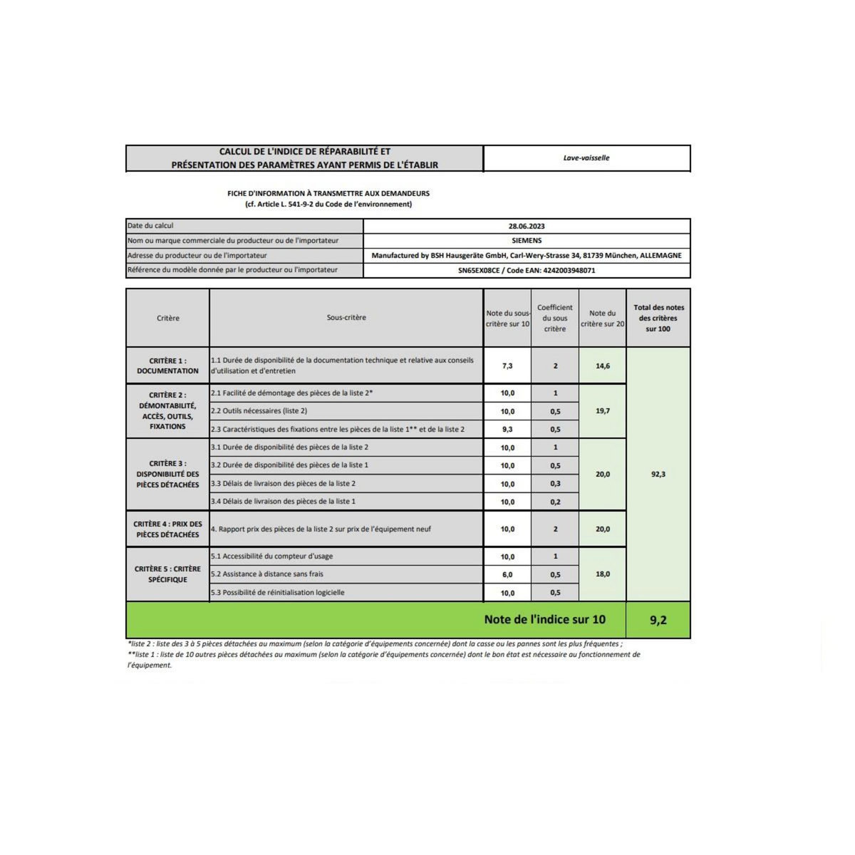 Siemens Lave-vaisselle 60 cm 14 couverts 41db tout intégrable - SN65EX08CE