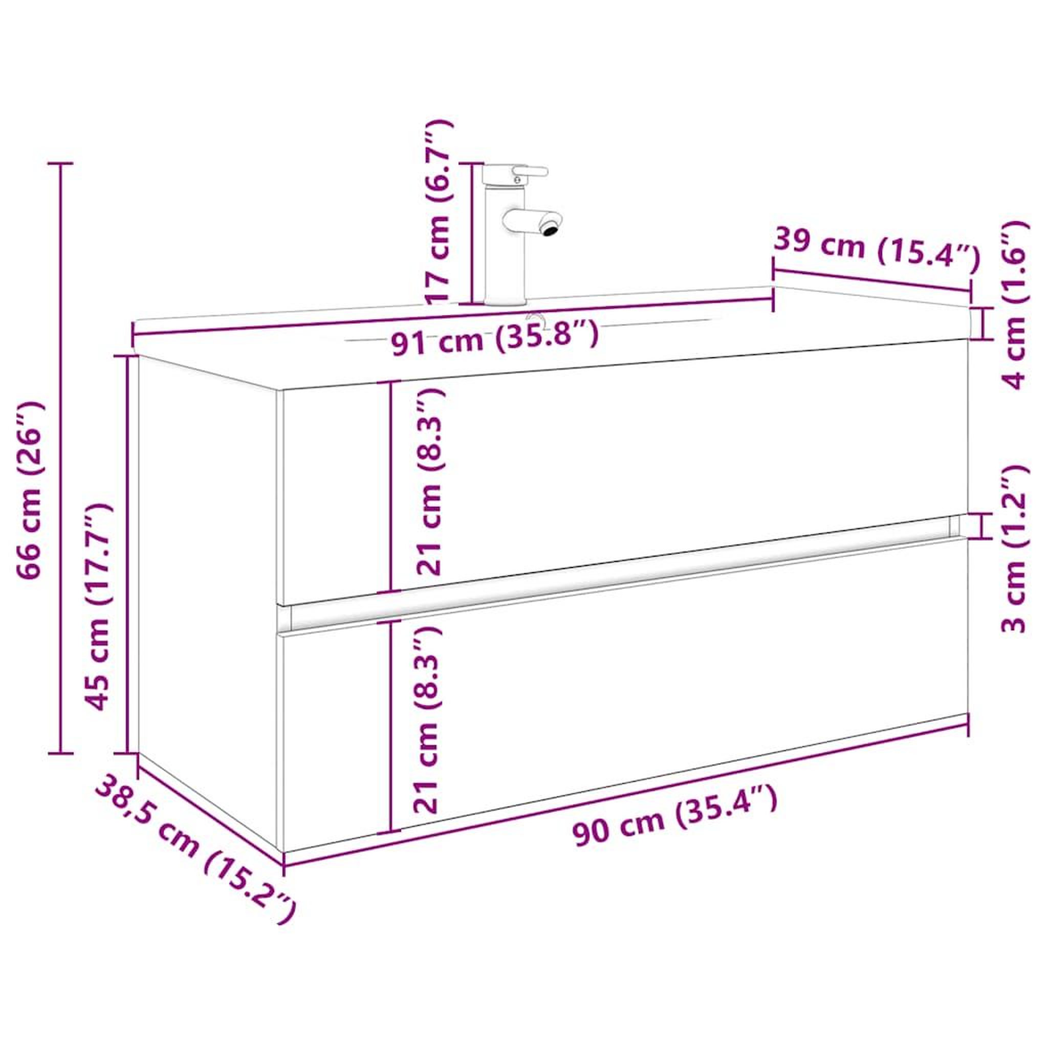 Voir la diapositive 6 : VIDAXL Meuble lavabo avec bassin et robinet integres vieux bois