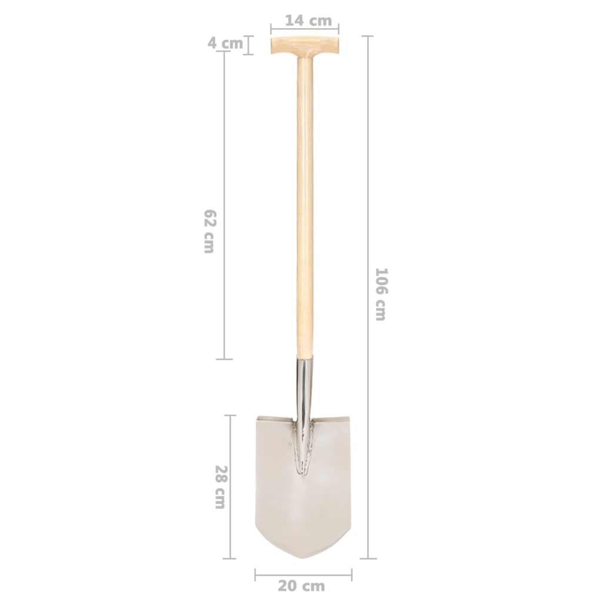 Voir la diapositive 6 : VIDAXL Pelle a pointe de jardin avec poignee en T Inox et bois de frene