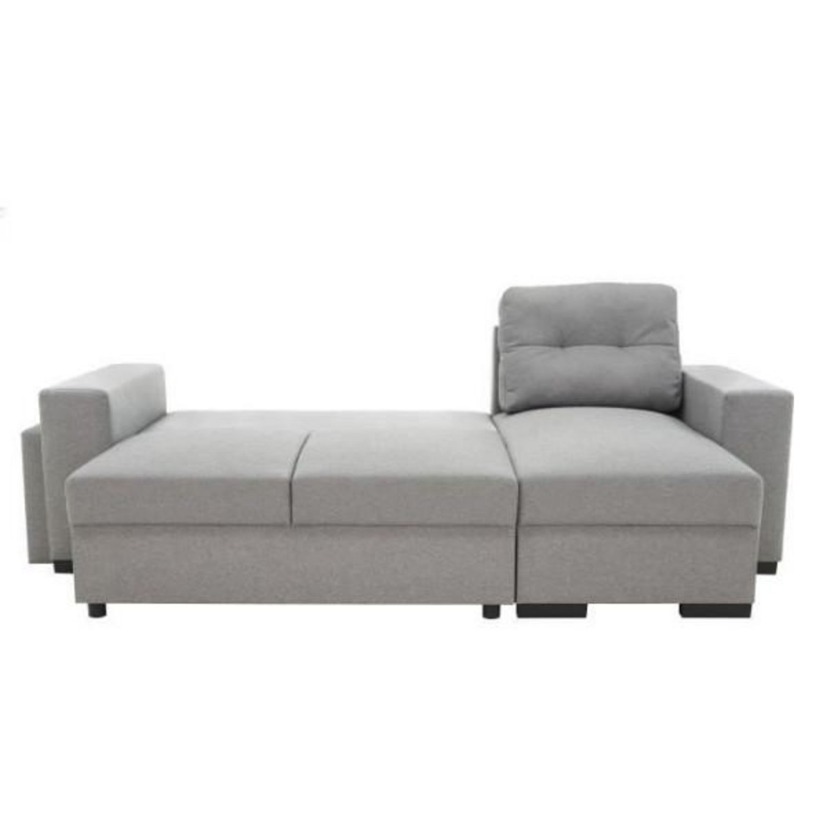 MARKET24 Canapé d'angle convertible réversible 3 places JAMES - L 245 x H 91 x P 139 cm - Coffre et 2 poufs Gris