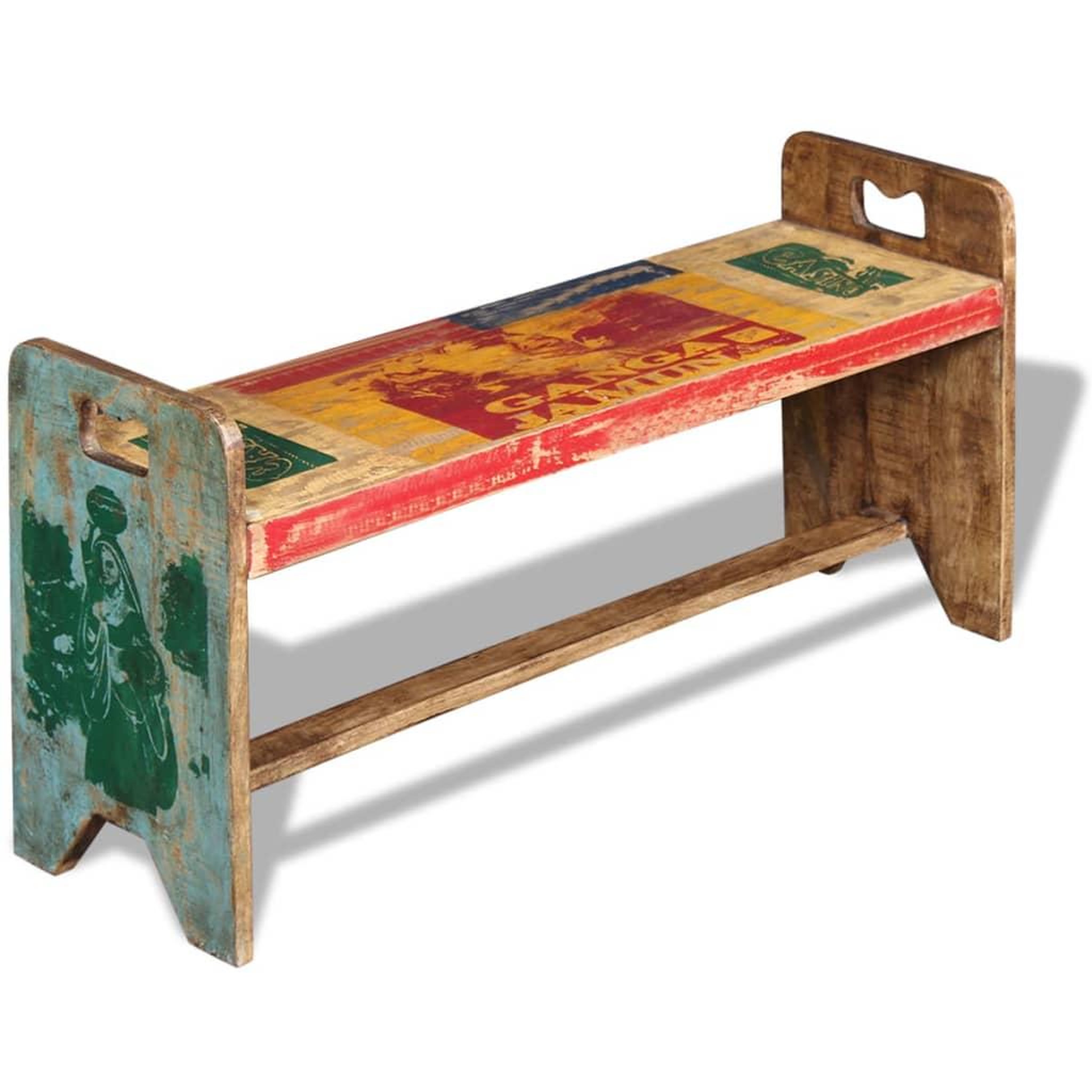 Voir la diapositive 4 : VIDAXL Banc bois massif recycle 100x30x50 cm
