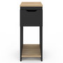 Voir la diapositive 3 : ID MARKET Lot de 2 tables de chevet étroites ANOUK 1 tiroir avec niche noir et bois