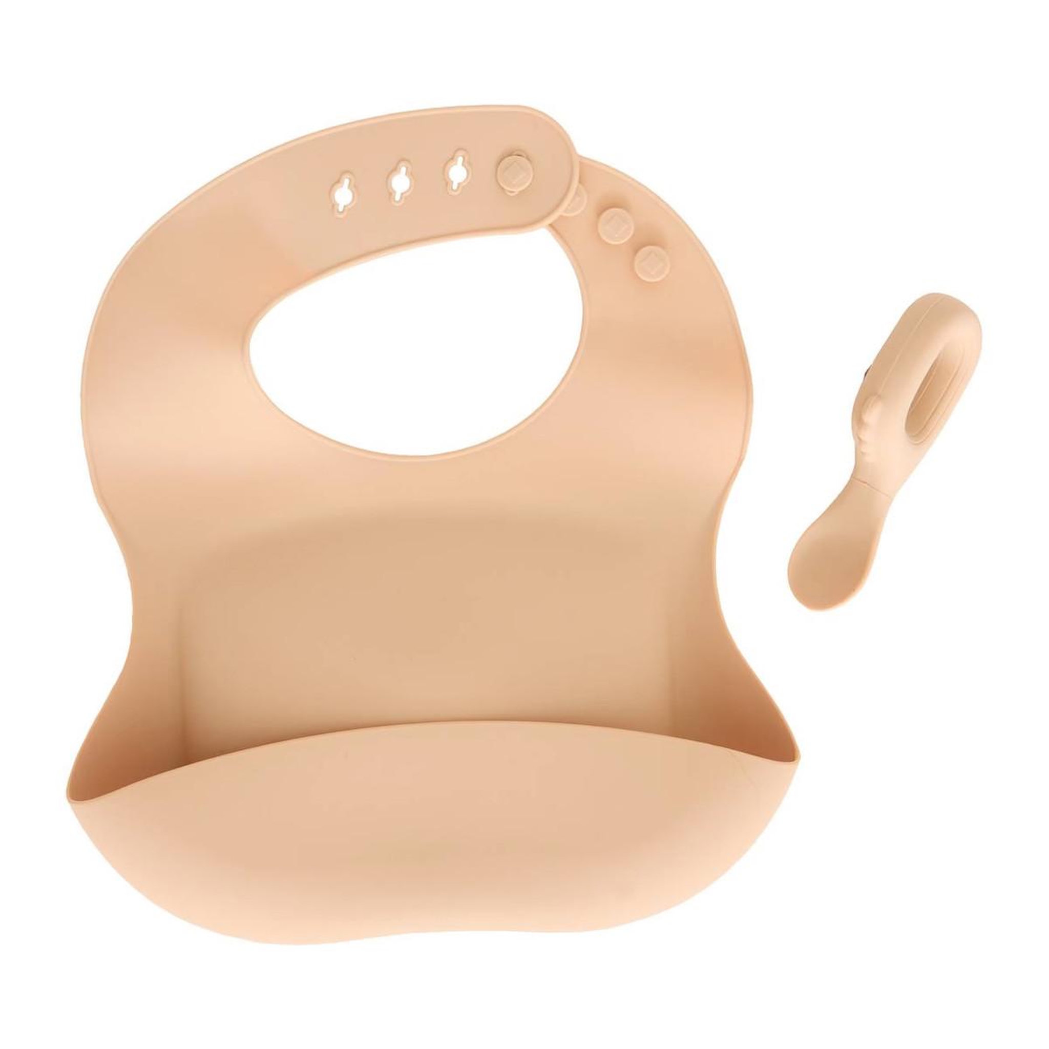 Atmosphera Kids Set bavoir & cuillère en silicone  yum  26cm beige