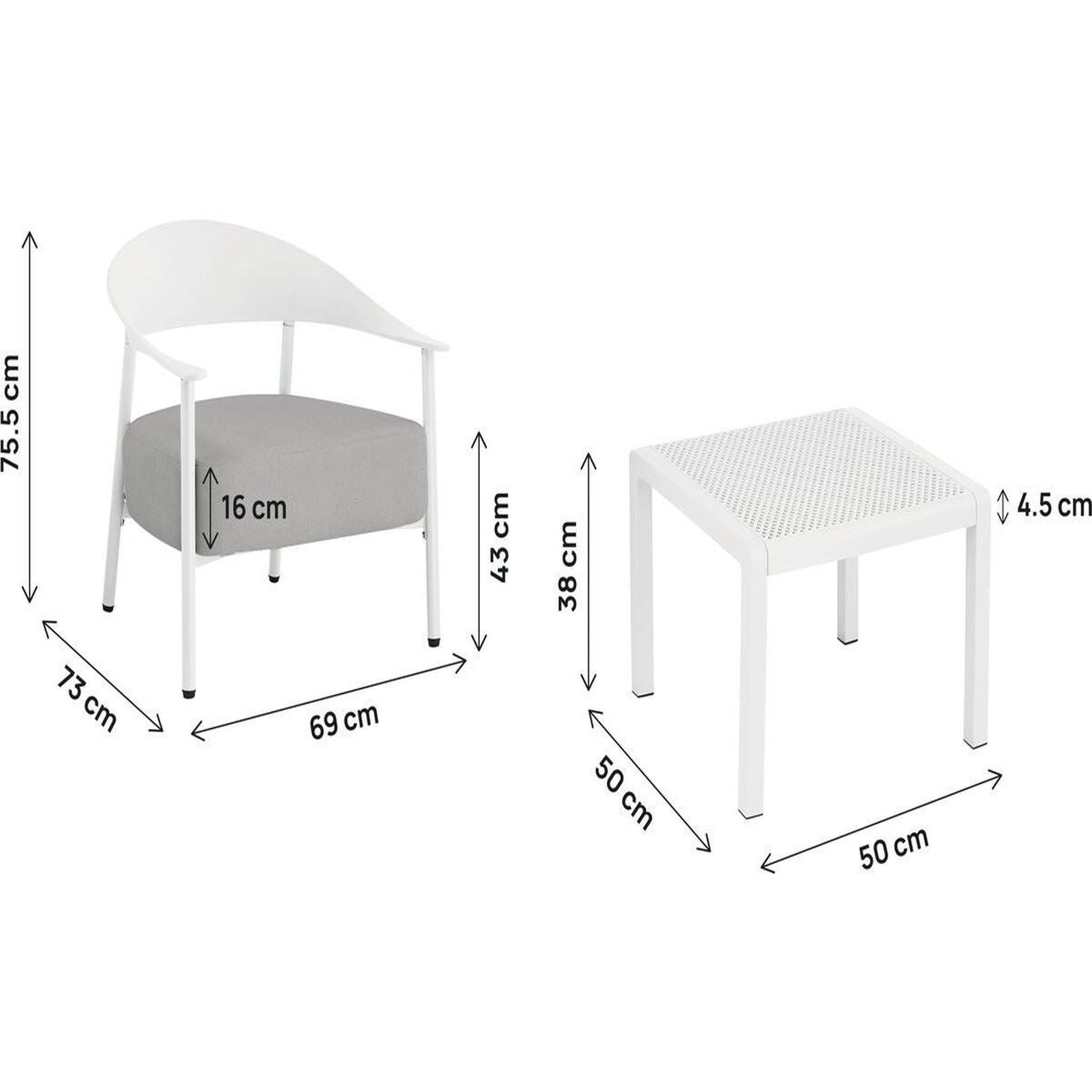 Voir la diapositive 3 : Habitat et Jardin Salon de jardin en métal et plastique  céora  - 2 places - blanc