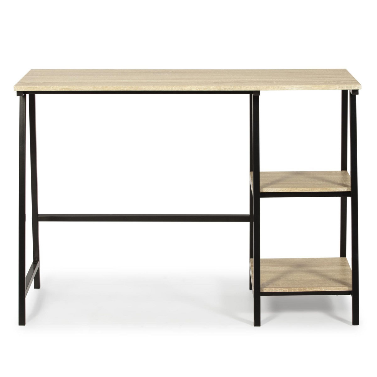 VS VENTA-STOCK Bureau Lisboa Noir, Table pour PC, Style Industriel, 105 cm Longueur
