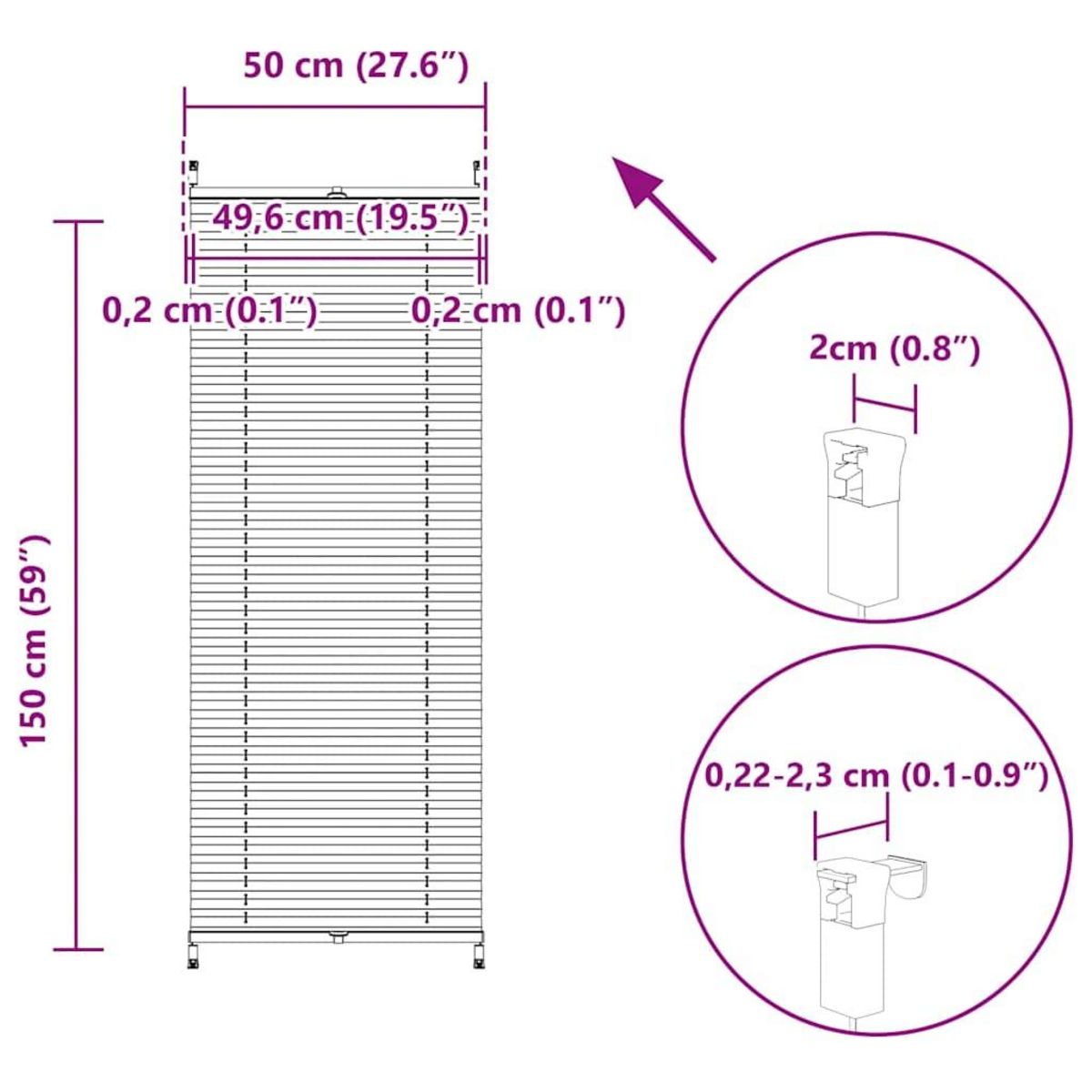VIDAXL Store plisse 50x150 cm Blanc