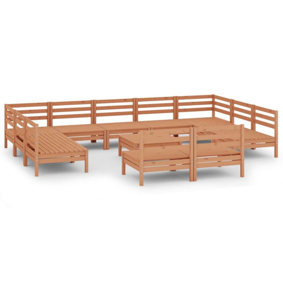 VIDAXL Salon de jardin 12 pcs Marron miel Bois de pin massif