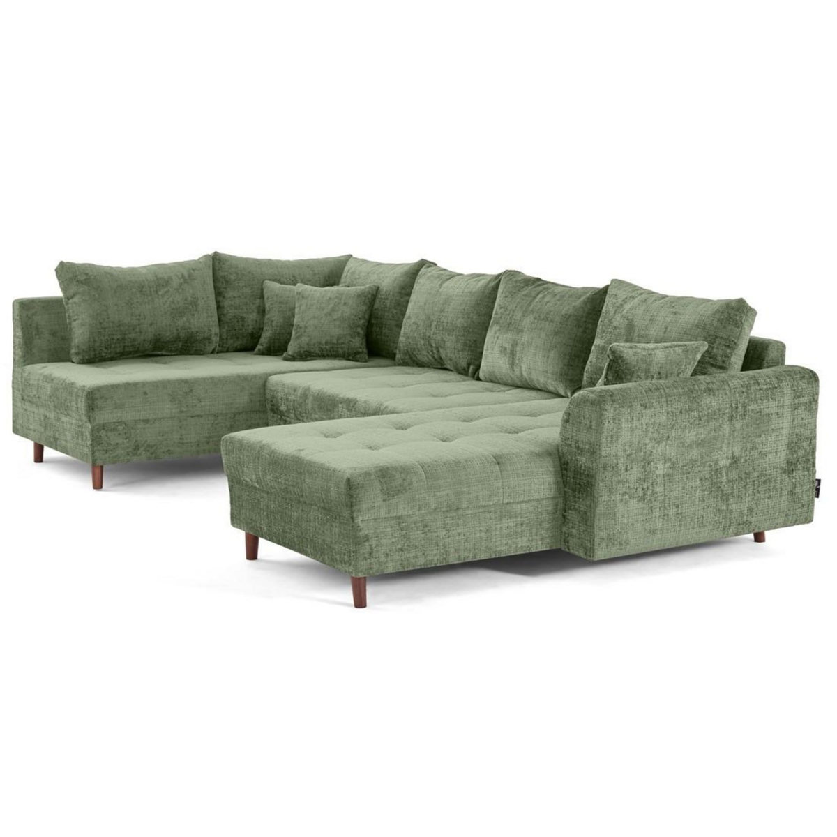 LISA DESIGN Rune - canapé panoramique d'angle gauche 7 places en velours texturé