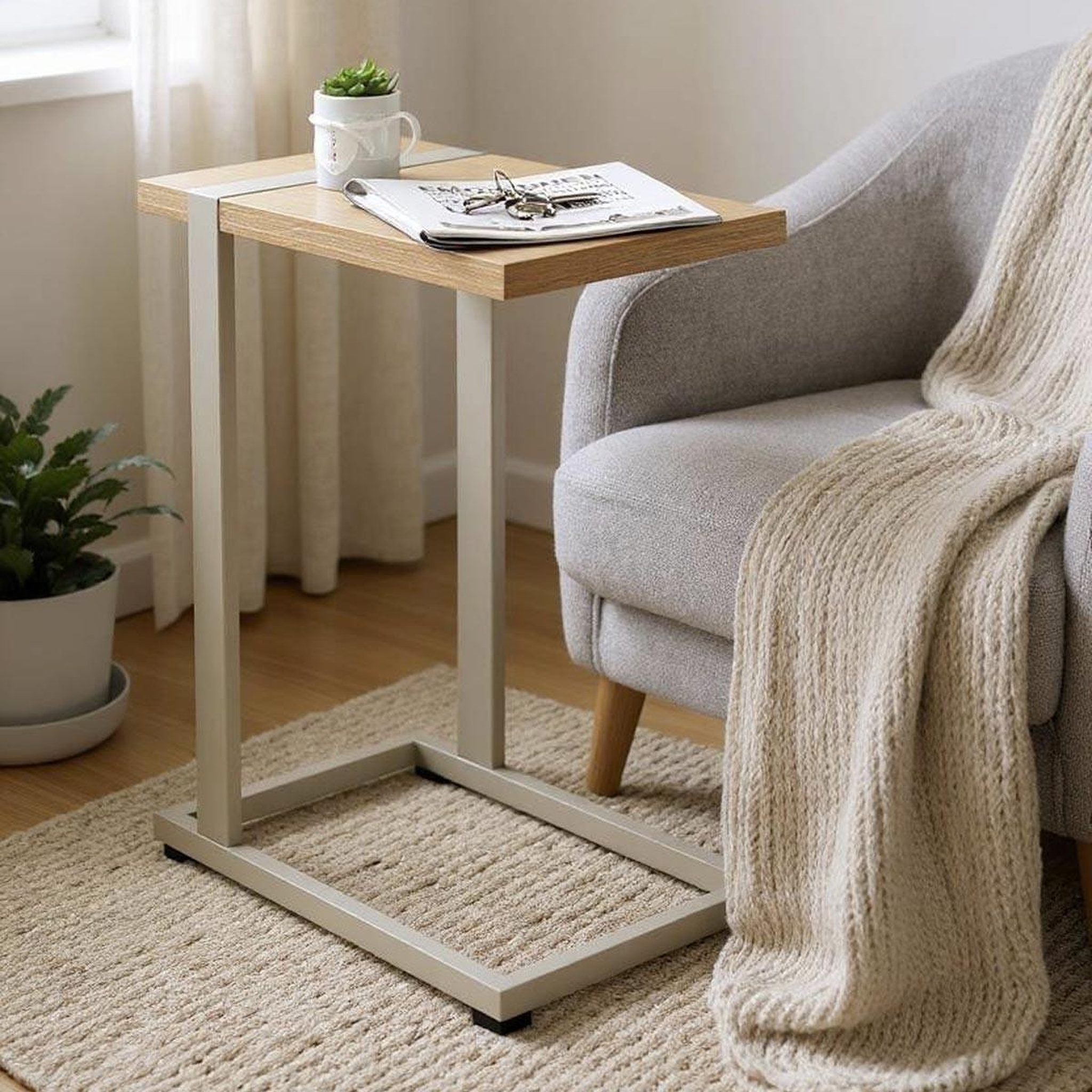 Voir la diapositive 4 : Paris Prix Table d'appoint design  evy  64cm naturel & gris