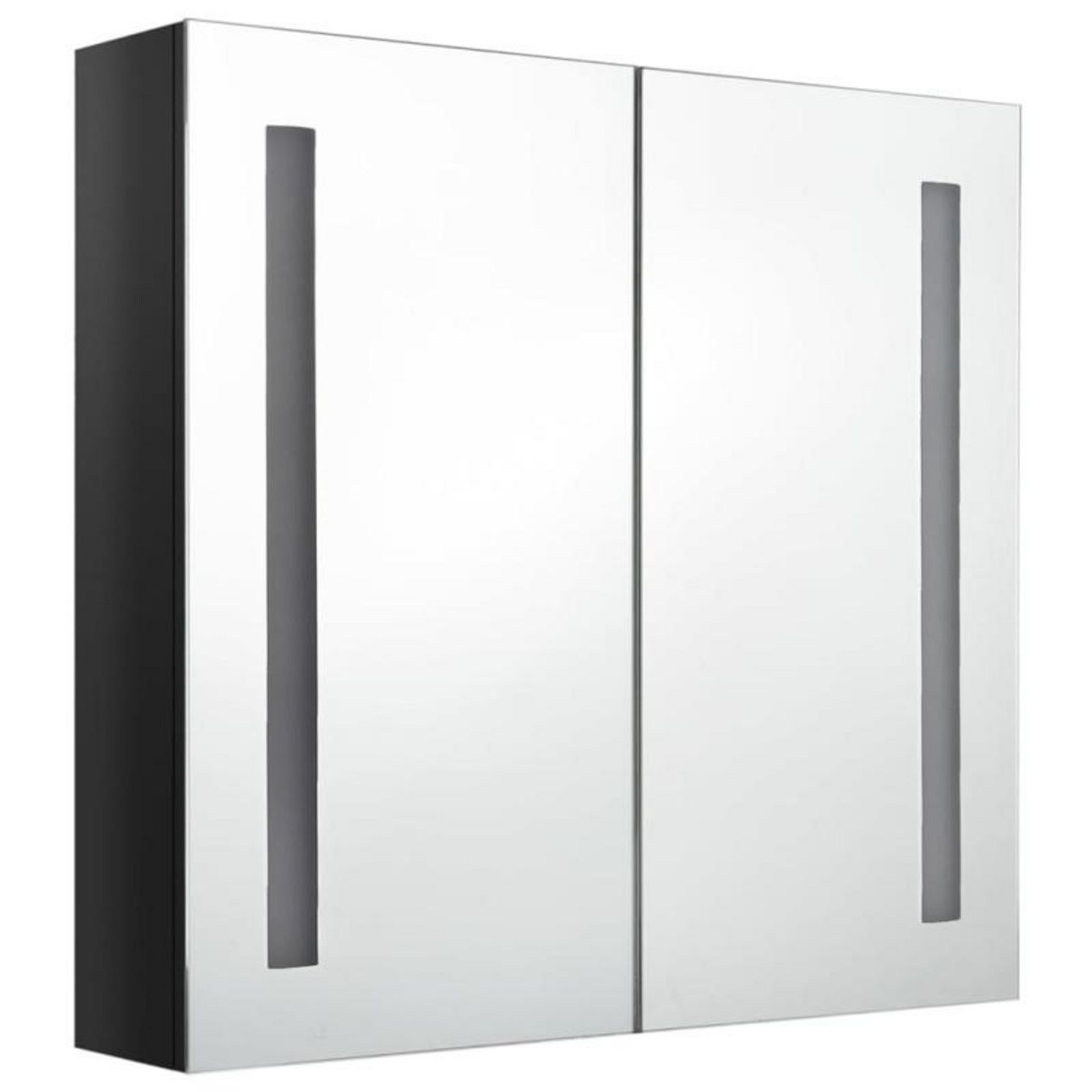VIDAXL Armoire de salle de bain à miroir LED noir brillant 62x14x60 cm
