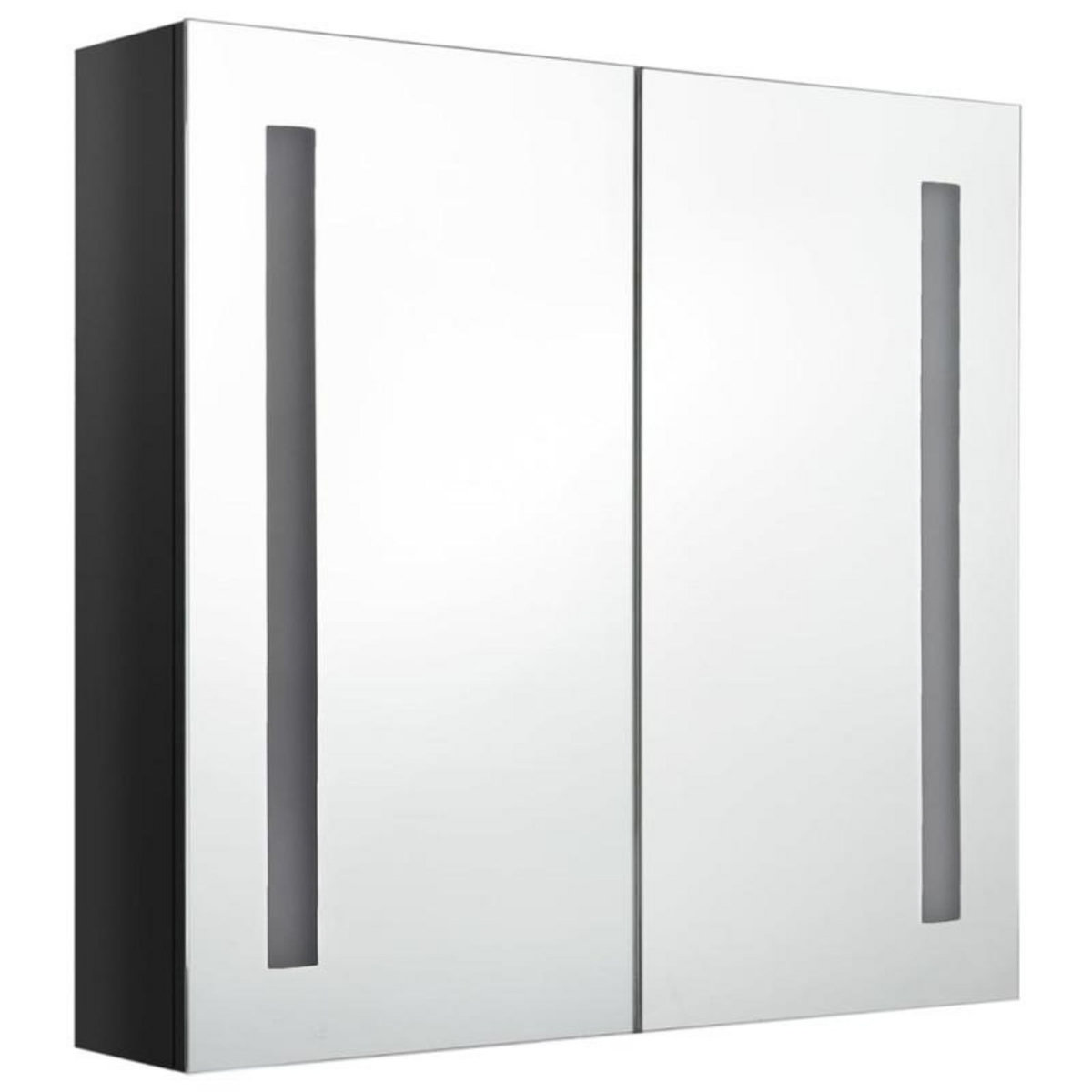 VIDAXL Armoire de salle de bain à miroir LED noir brillant 62x14x60 cm