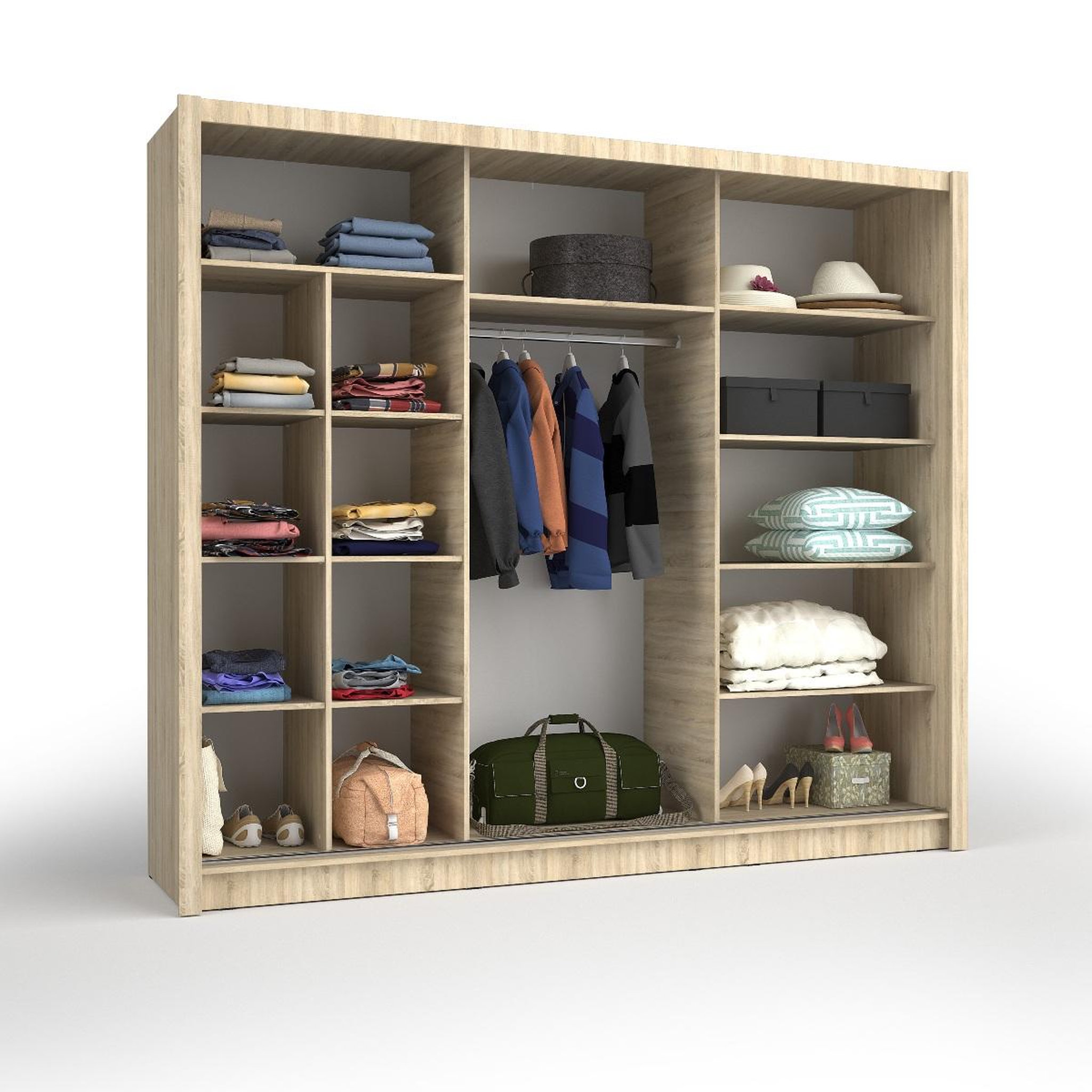 Voir la diapositive 3 : JLC KREATION Armoire moderne 3 portes coulissantes en bois 245cm ulric