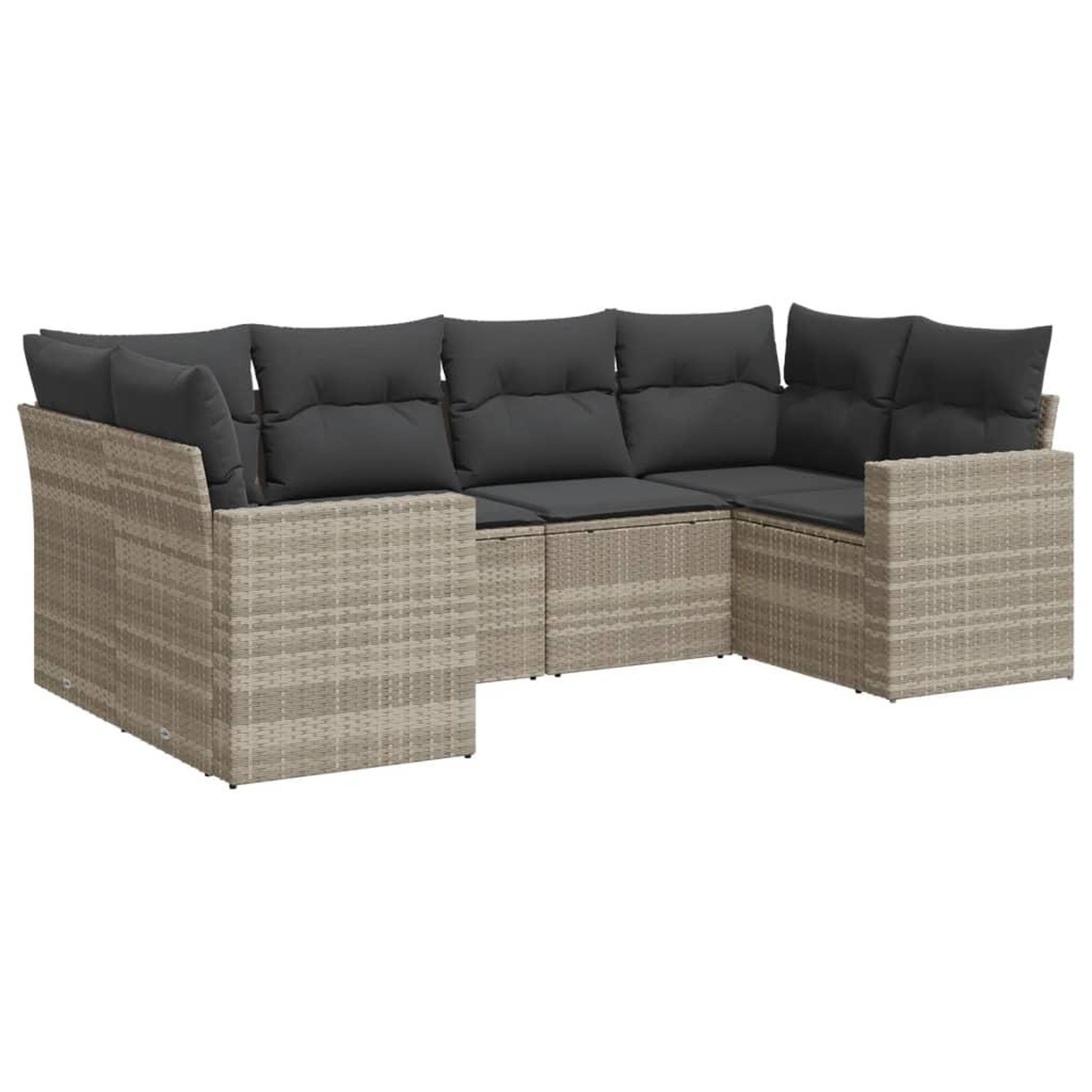Voir la diapositive 2 : VIDAXL Salon de jardin 6 pcs avec coussins gris clair resine tressee