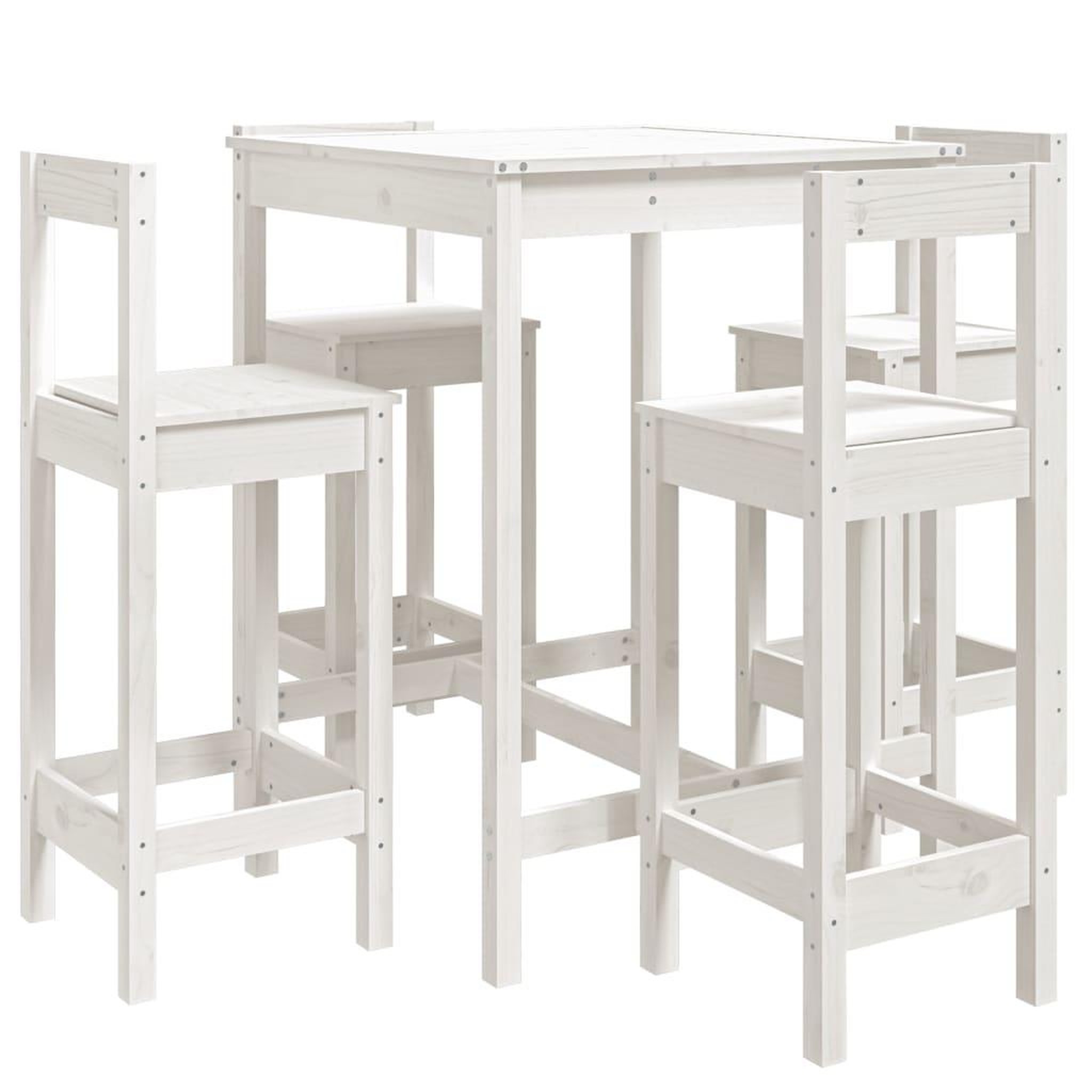 Voir la diapositive 2 : VIDAXL Ensemble de bar de jardin 5 pcs blanc bois massif de pin