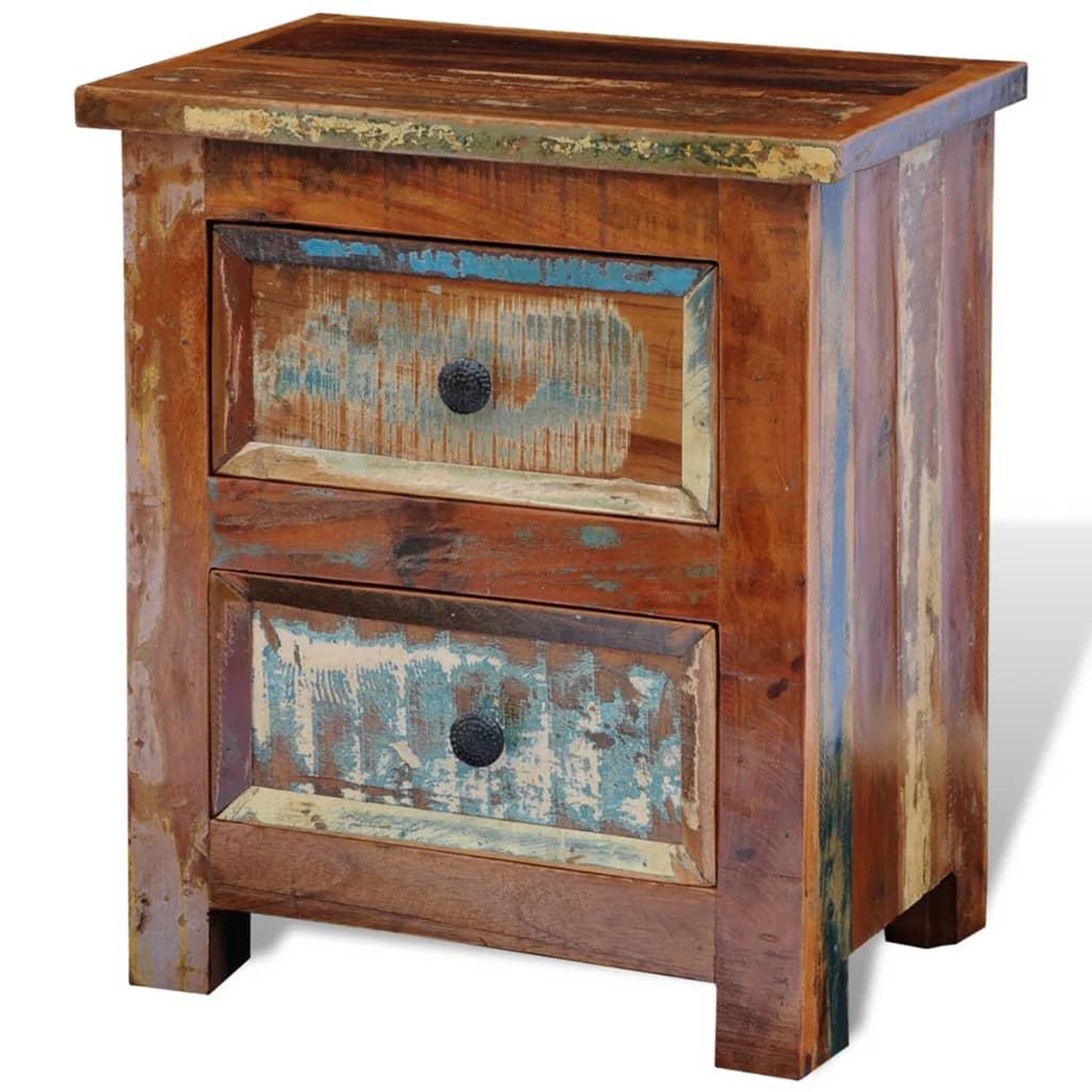 VIDAXL Table de chevet avec 2 tiroirs Bois massif recycle