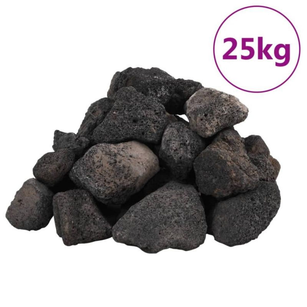 VIDAXL Roches volcaniques 25 kg noir 5 8 cm