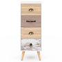 Voir la diapositive 4 : ID MARKET Meuble d'appoint 4 tiroirs BAHIA 30 cm chiffonnier scandinave pour entrée salle de bain