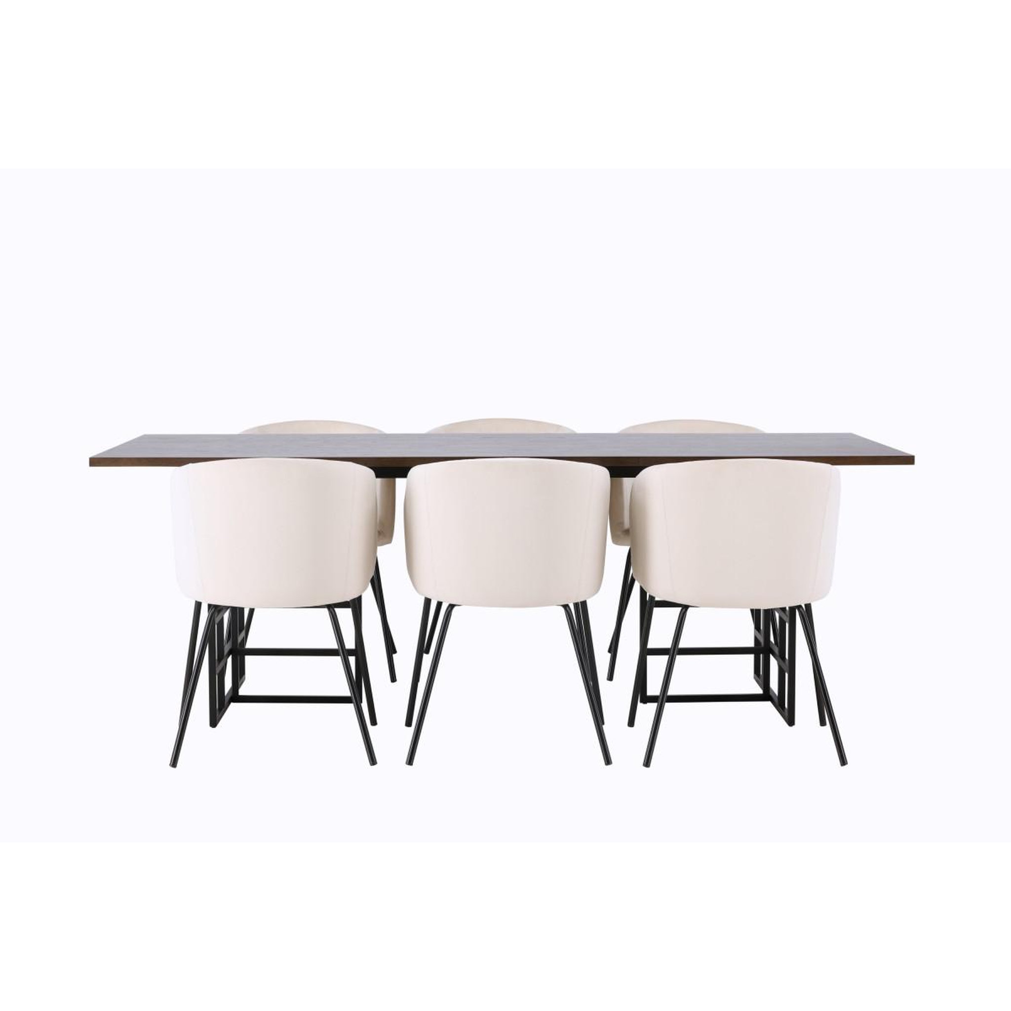 Voir la diapositive 2 : Paris Prix Ensemble table à manger & 6 chaises  ystad & berit  220cm moka & beige