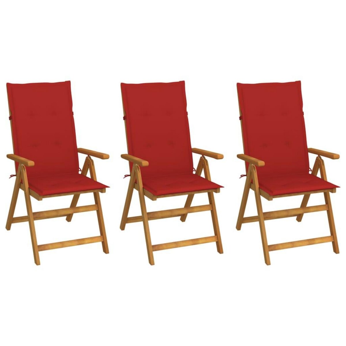 VIDAXL Chaises pliables de jardin lot de 3 avec coussins Bois d'acacia