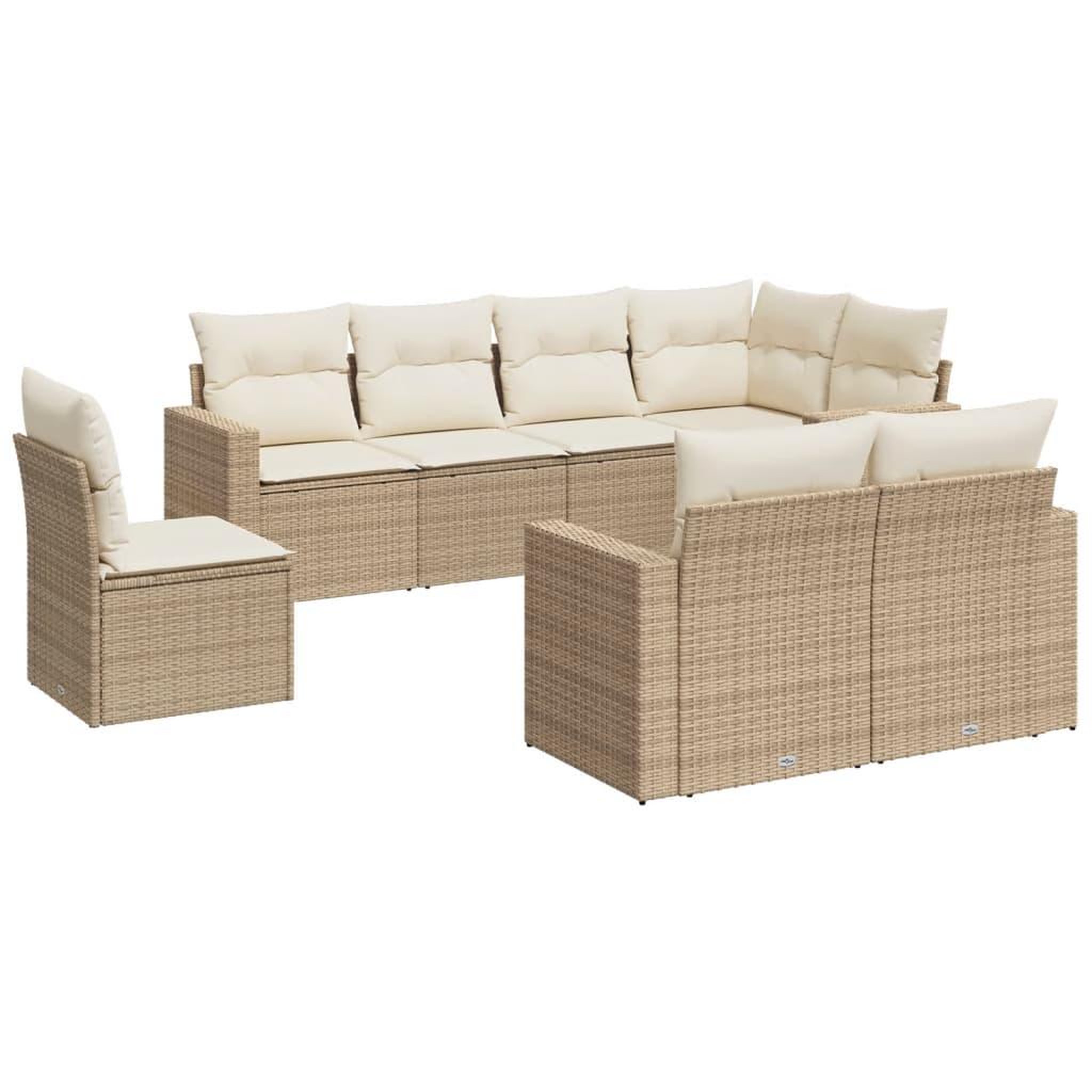 Voir la diapositive 2 : VIDAXL Salon de jardin avec coussins 8 pcs beige resine tressee