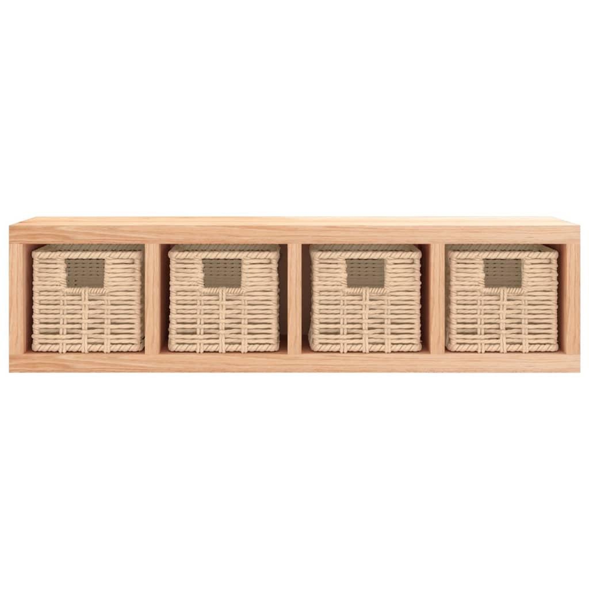 Voir la diapositive 3 : VIDAXL Etagere murale avec paniers 62x18x16 cm Bois massif de noyer