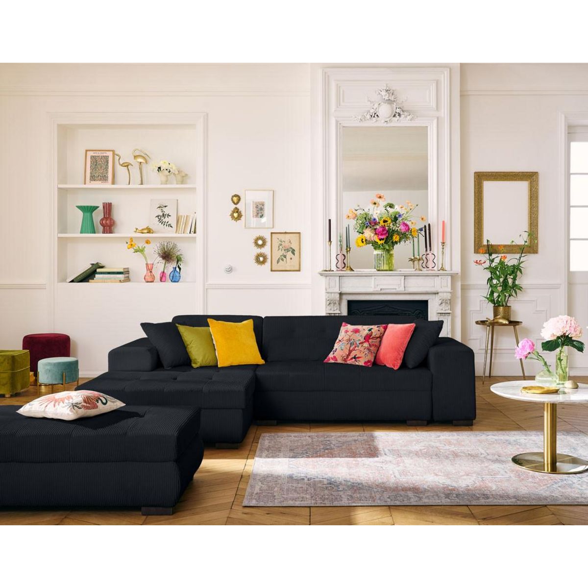 LISA DESIGN Vermont - pouf d'appoint - en velours côtelé