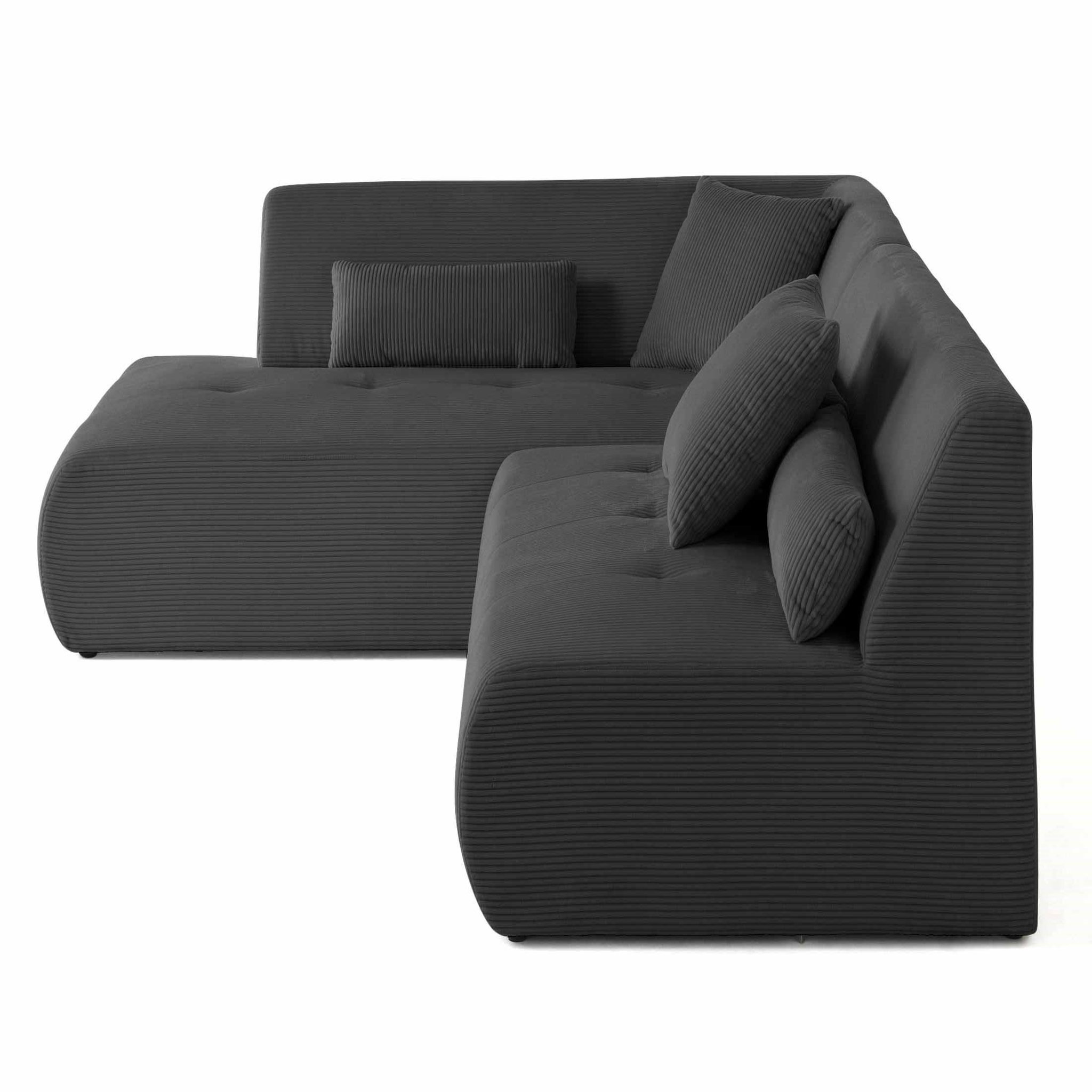 Voir la diapositive 3 : LISA DESIGN Onyx - canapé modulable d'angle gauche - 5 places - en velours côtelé