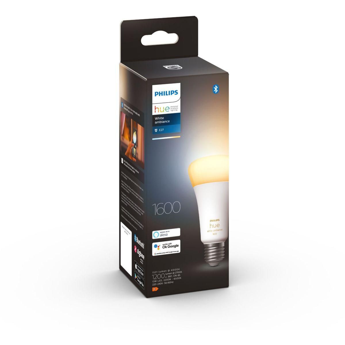 Philips Ampoule LED connectée HUE White Ambiance E27 100W