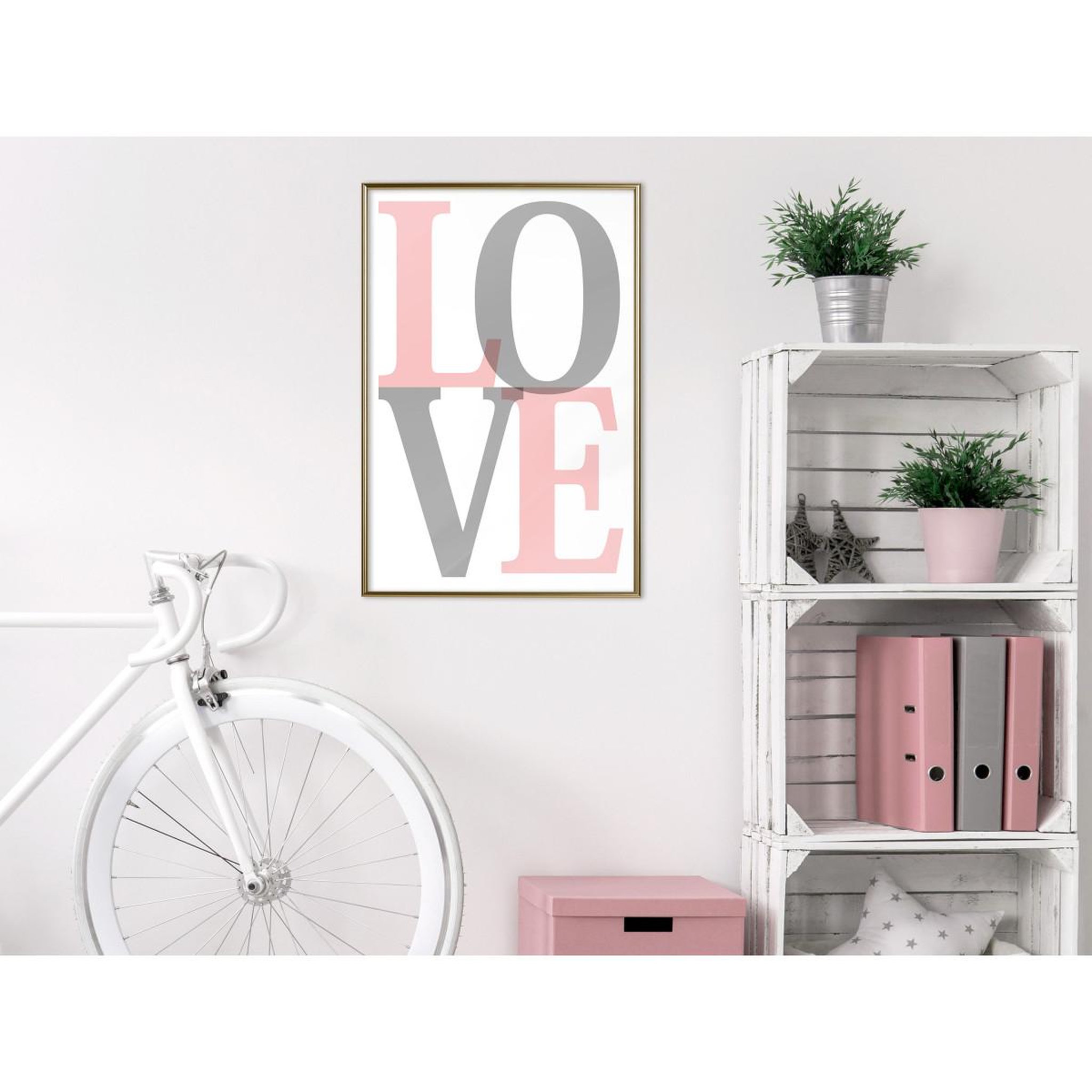 Voir la diapositive 2 : Paris Prix Affiche Murale Encadrée  Grey-Pink Love