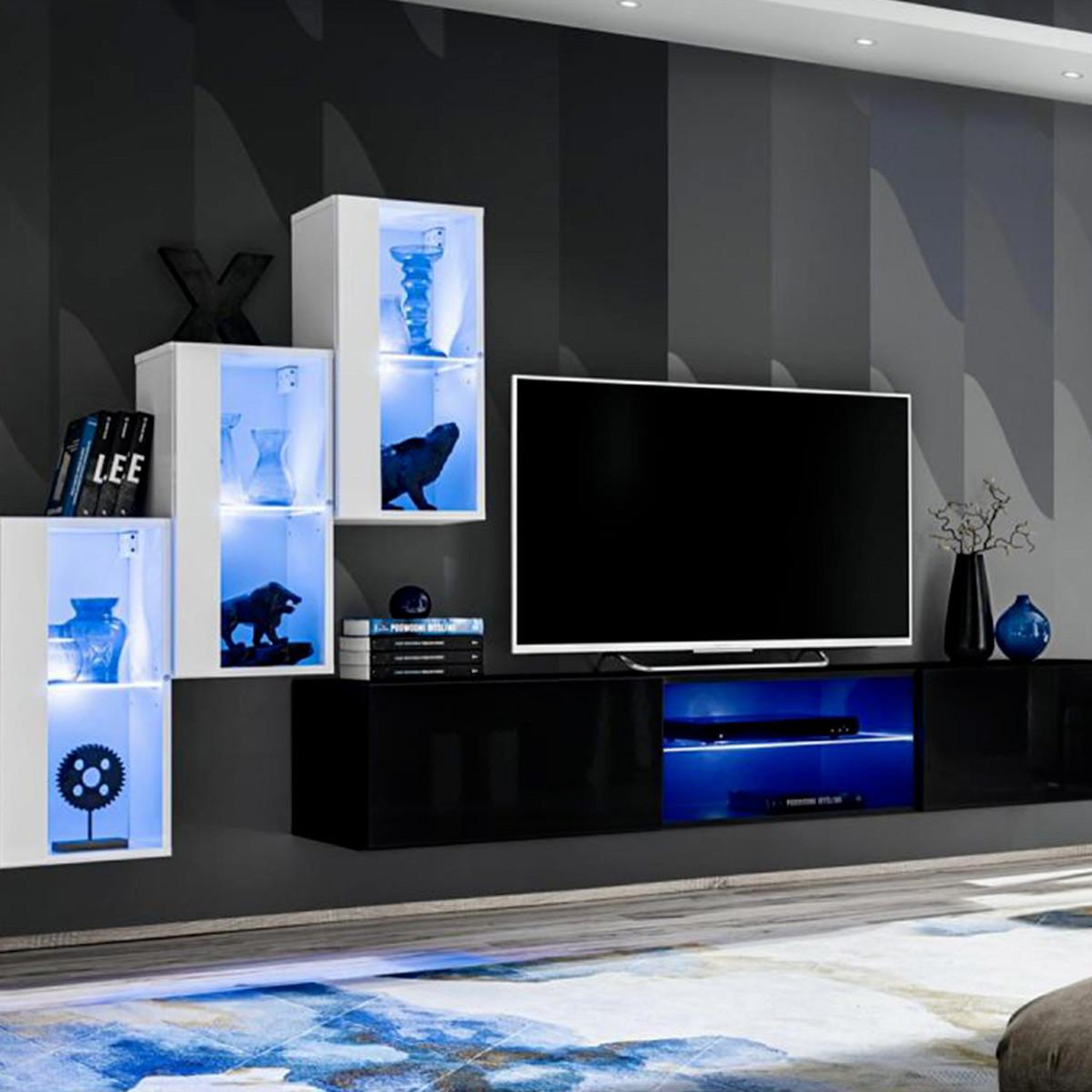 Paris Prix Ensemble meuble tv  switch xxii  210cm blanc & noir