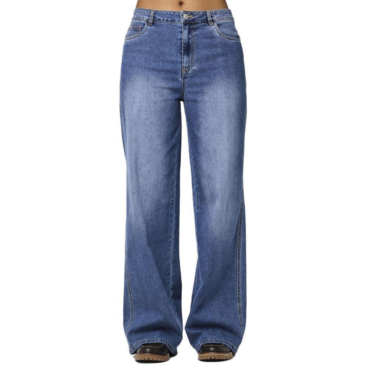 Pieces Jean Loose Bleu Femme Pieces Femma