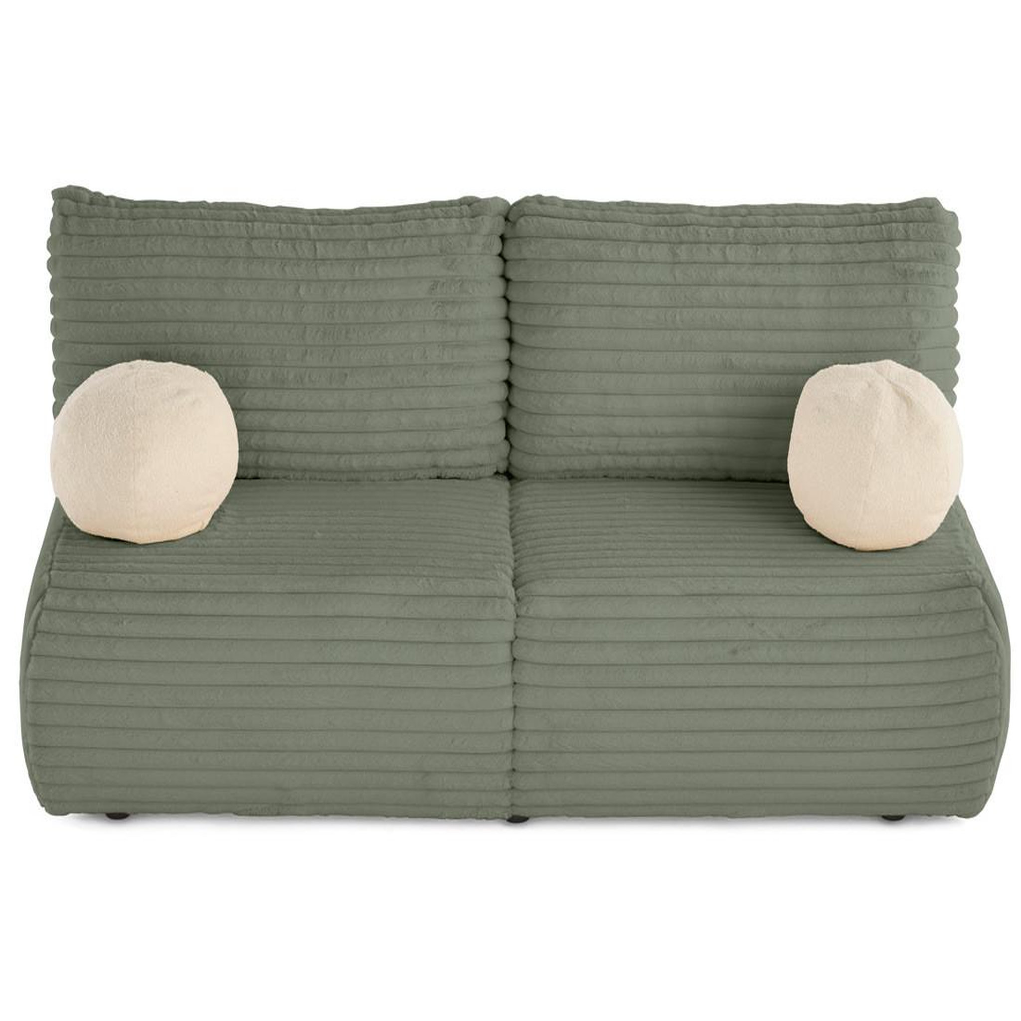 Voir la diapositive 4 : BEST MOBILIER Marvin - canapé 3 places convertible et coffre en fausse fourrure côtelée avec 2 coussins boule inclus