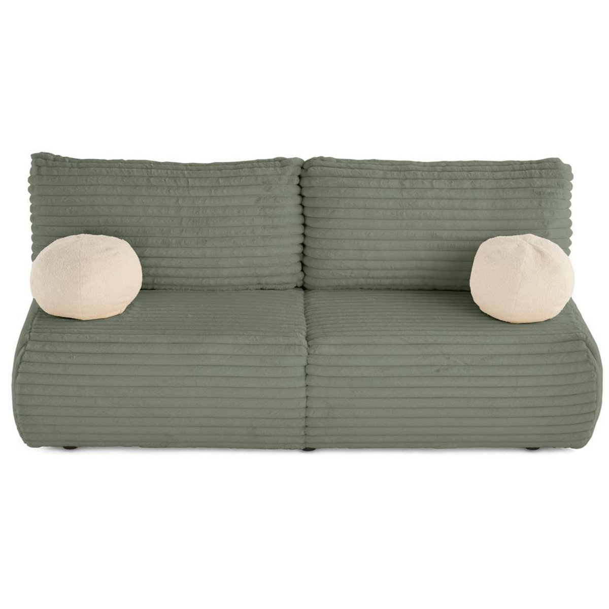 BEST MOBILIER Marvin - canapé 3 places convertible et coffre en fausse fourrure côtelée avec 2 coussins boule inclus