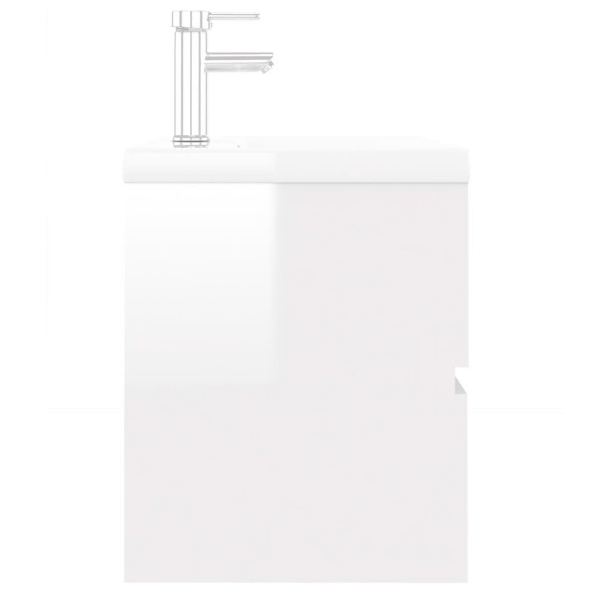 VIDAXL Armoire d'evier lavabo integre blanc brillant bois d'ingenierie
