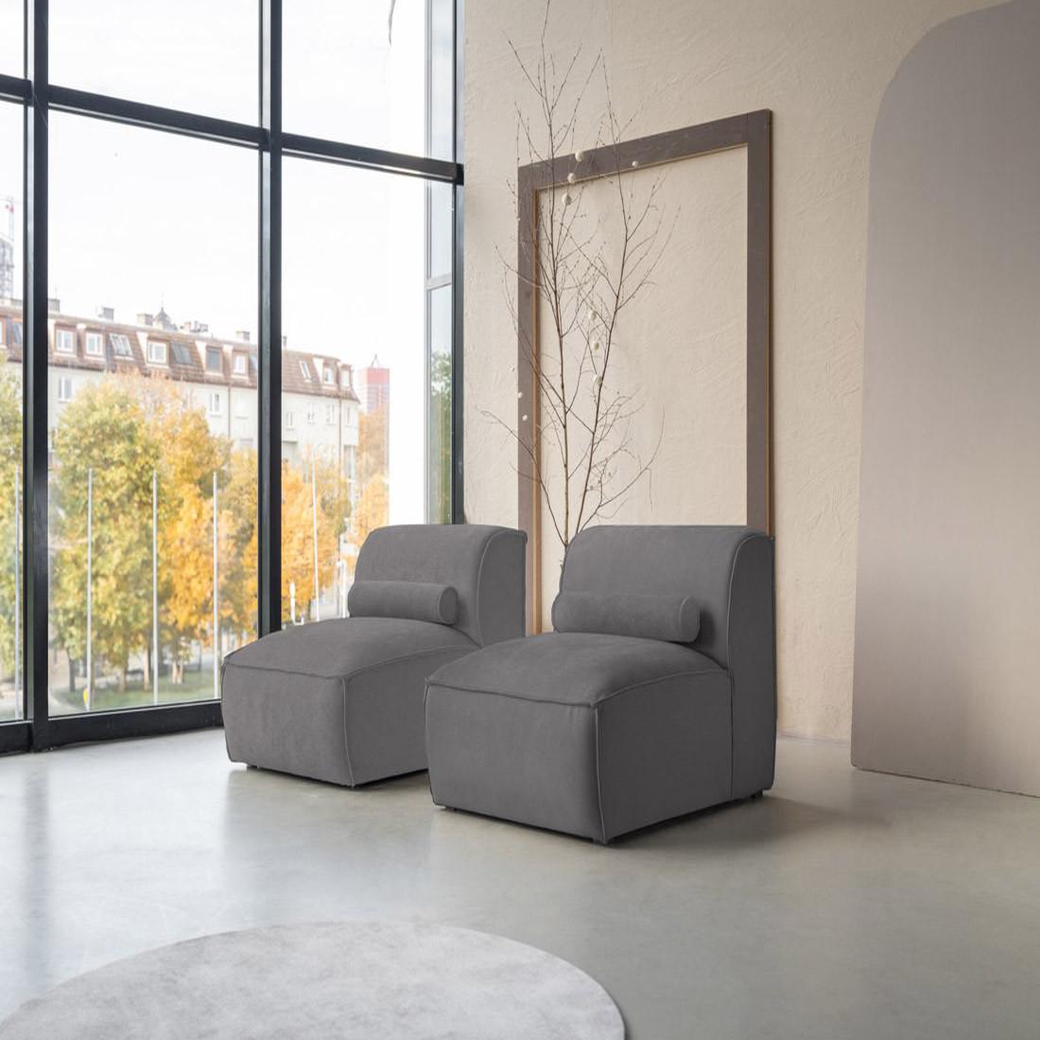 Voir la diapositive 2 : BEST MOBILIER Felix - canapé modulable 2 places en tissu texturé
