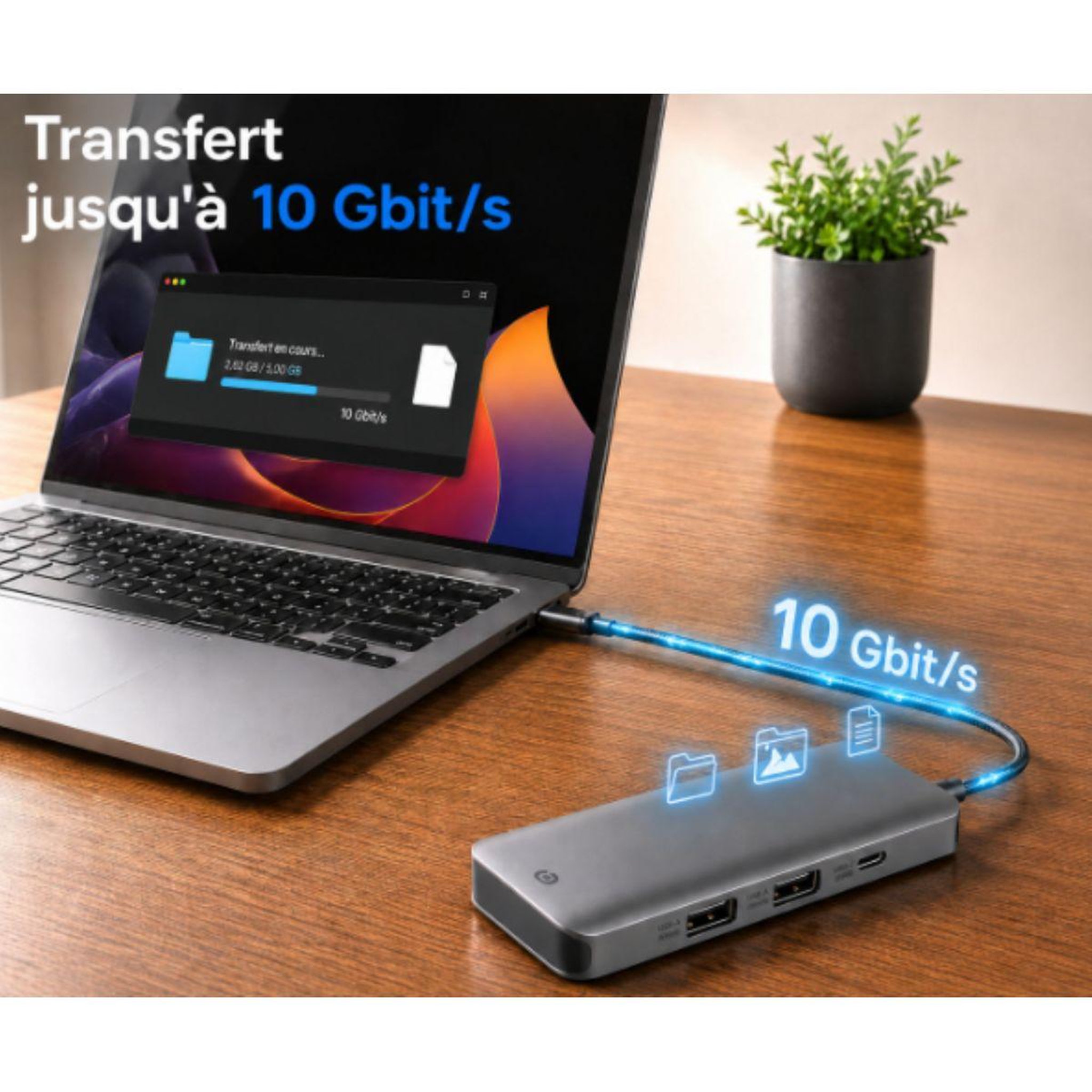 Voir la diapositive 3 : ESSENTIEL B Hub usb c 5 en 1 2 usb-a + 3 usb-c