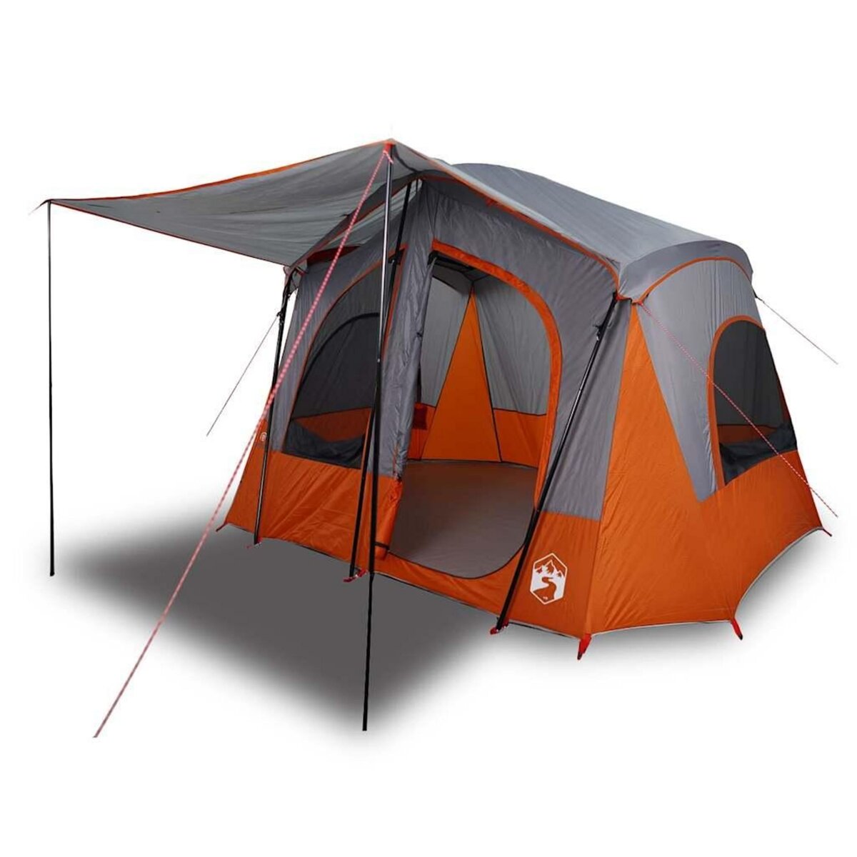 VIDAXL Tente de camping de cabine 5 personnes gris orange impermeable