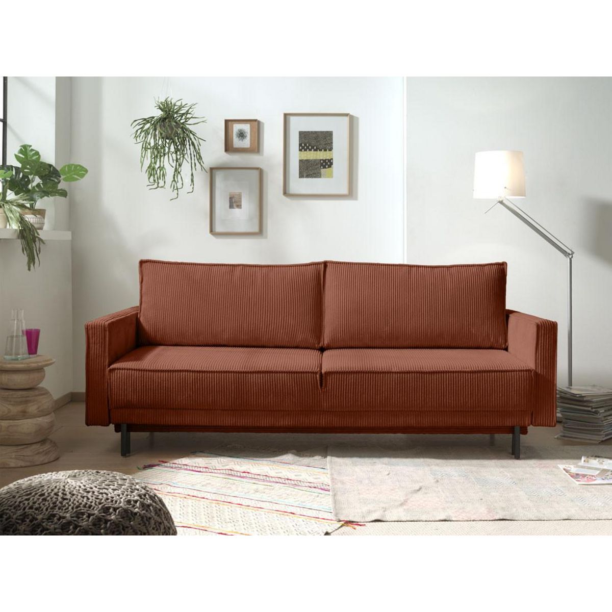 LISA DESIGN Charlie - canapé 3 places convertible avec coffre - en velours côtelé