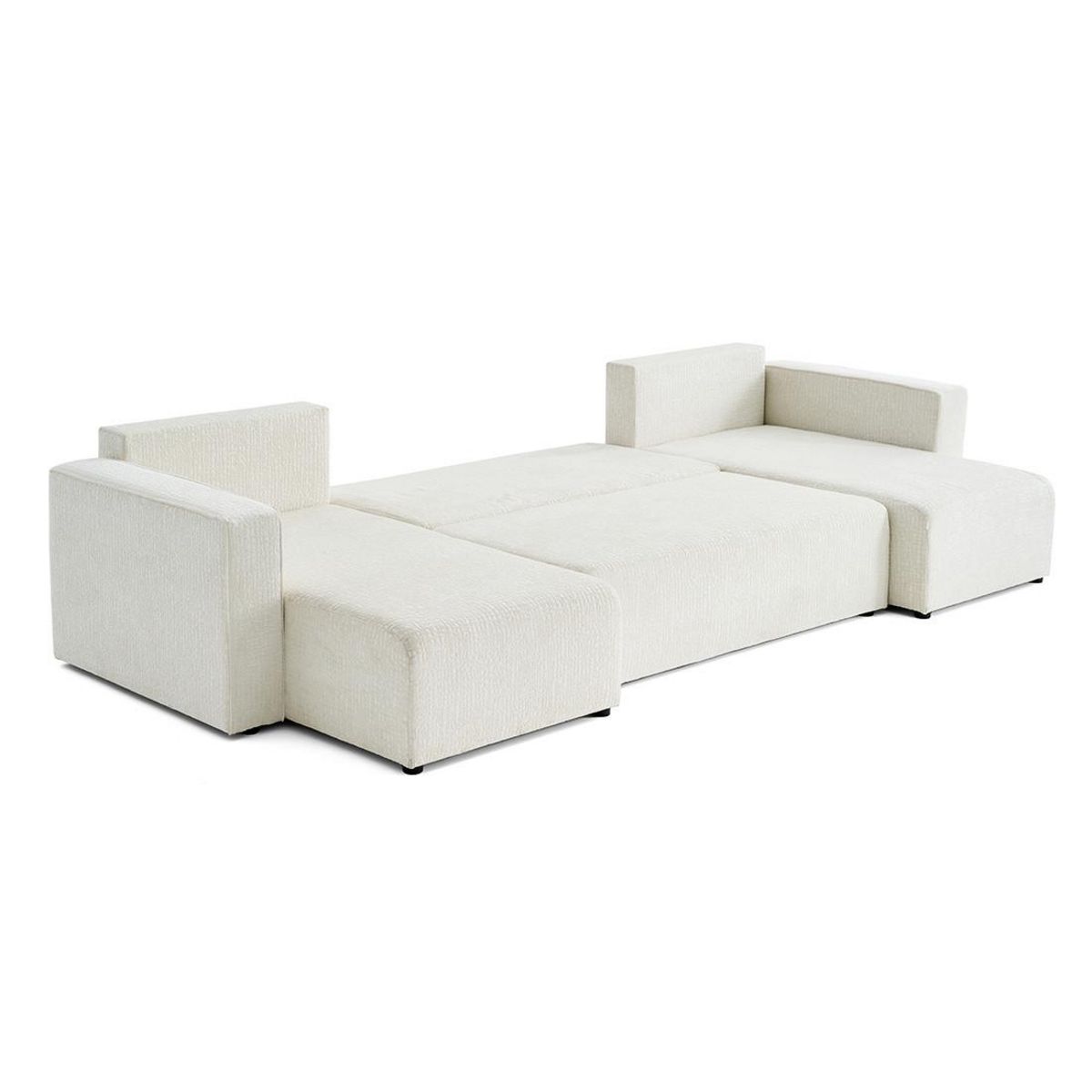 BEST MOBILIER Topaze - canapé panoramique en u - 7 places - convertible avec coffre - en tissu velours relief