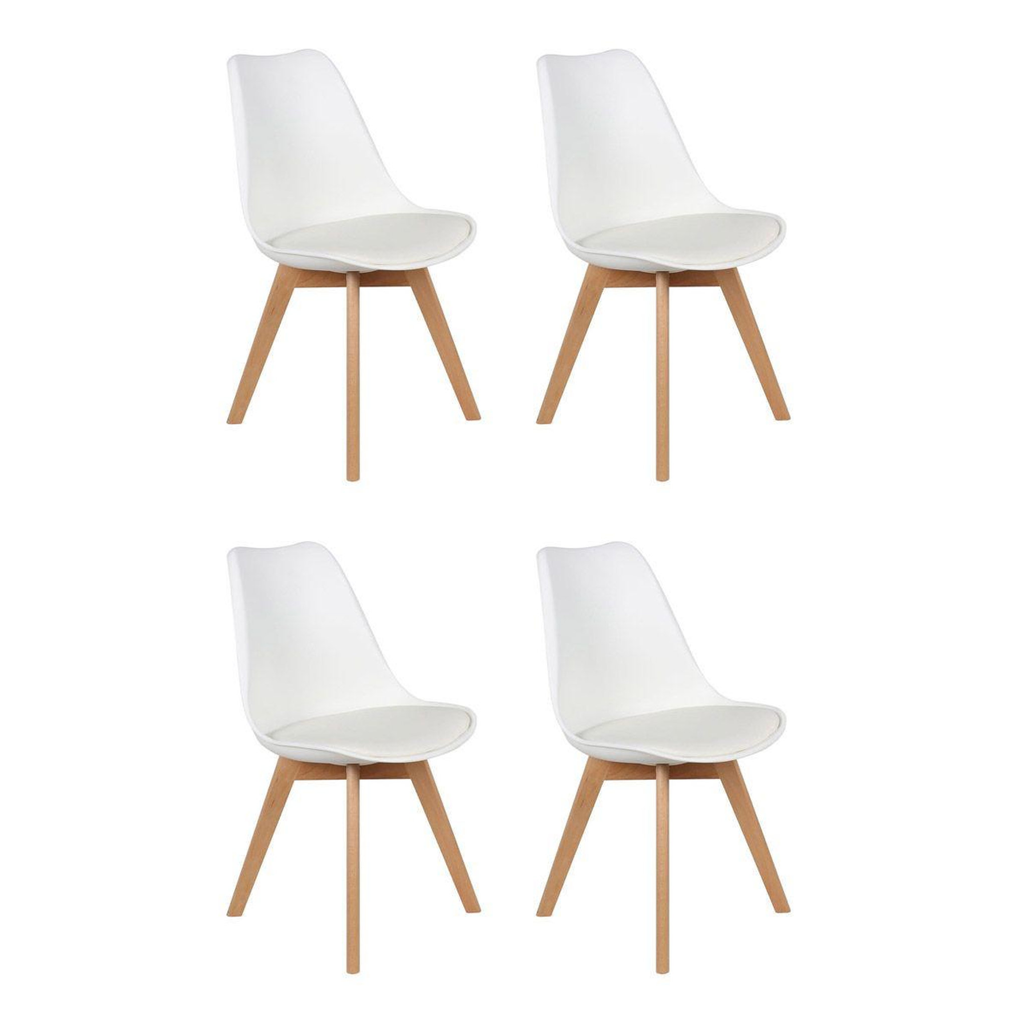 The Home Deco Factory Lot de 4 chaises scandinave  coquil  81cm blanc