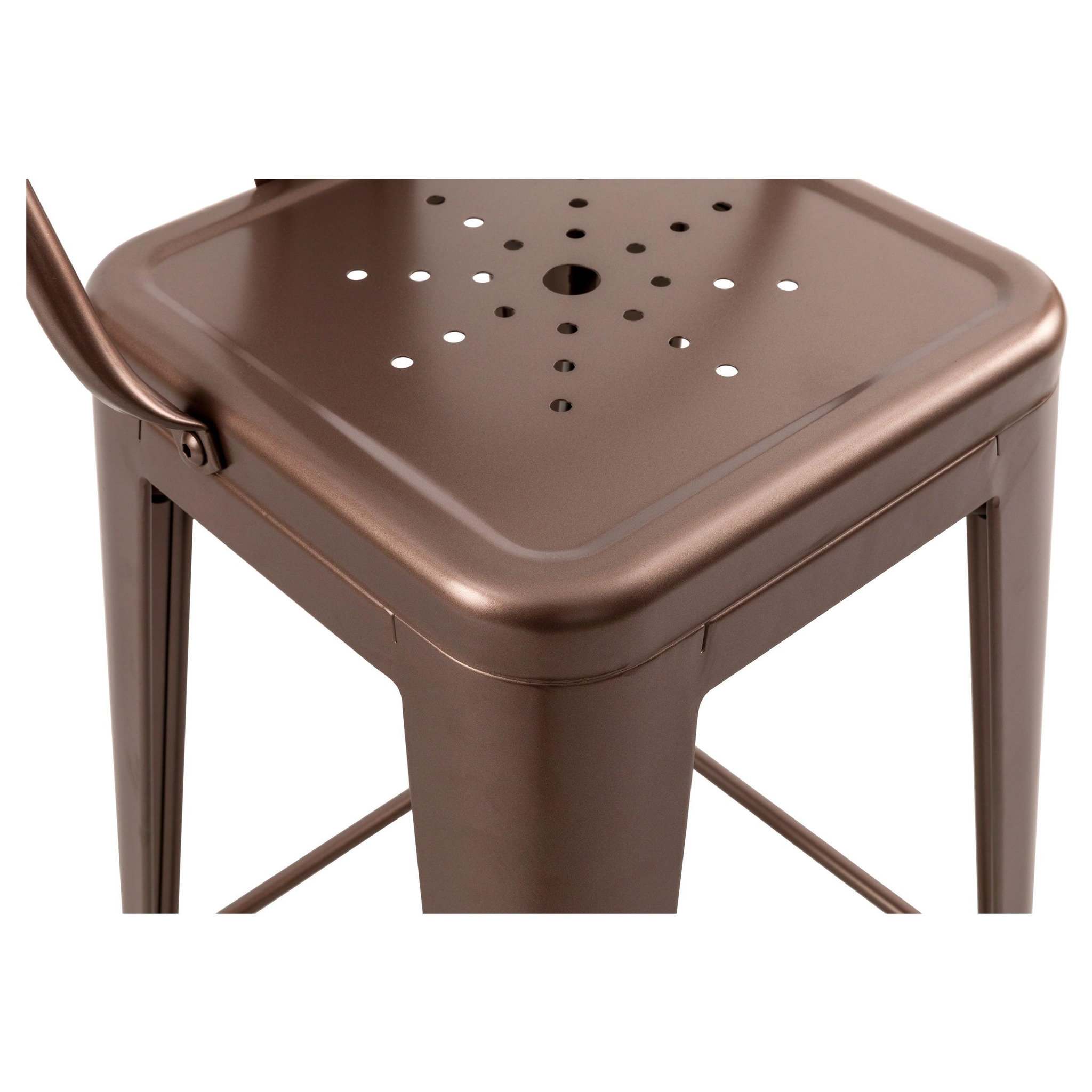 Voir la diapositive 3 : MAISON PAVANE Lot de 2 chaises pour îlot central 67 cm en métal cuivre-indus