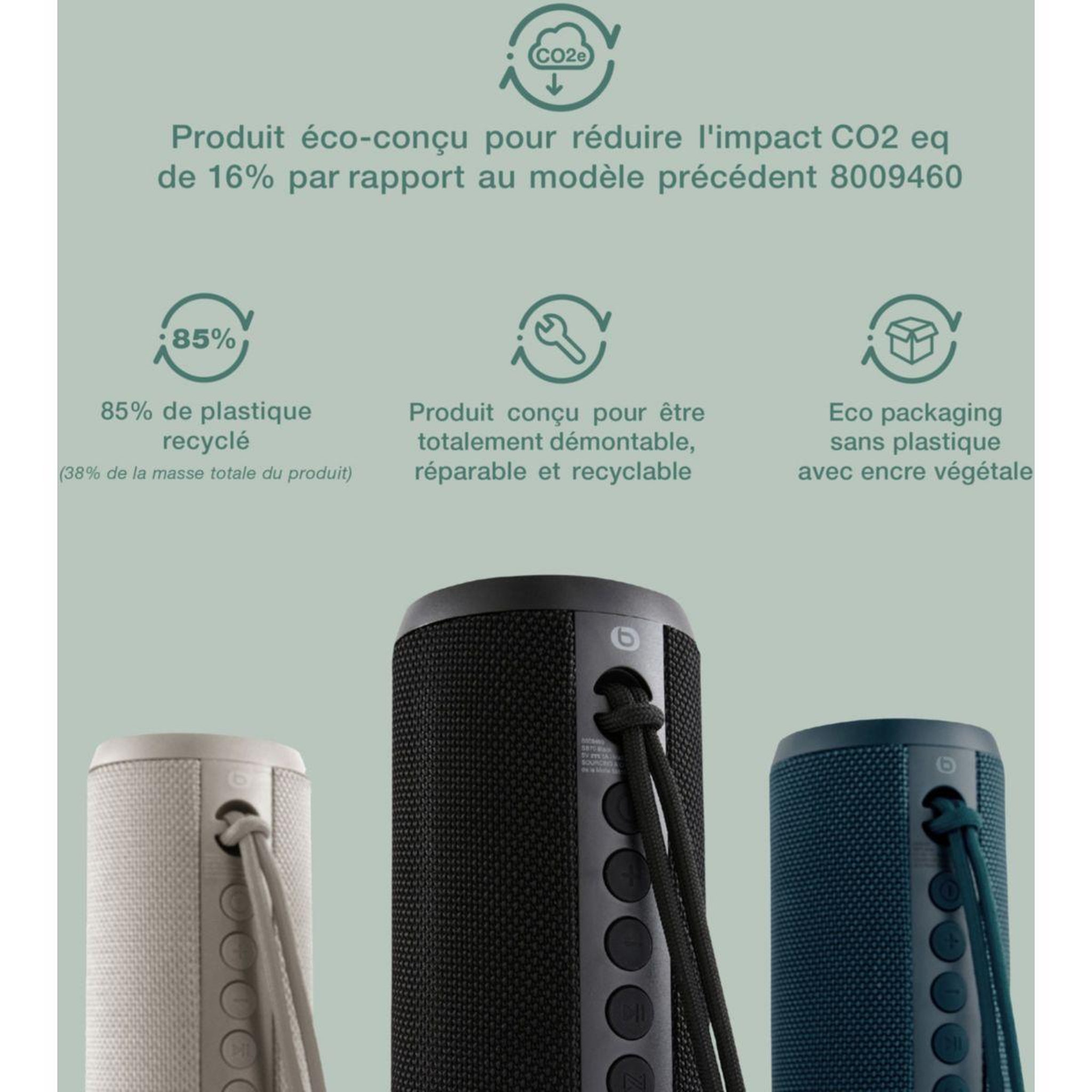 Voir la diapositive 3 : ESSENTIEL B Enceinte portable sb70 ecodesign noire usb-c