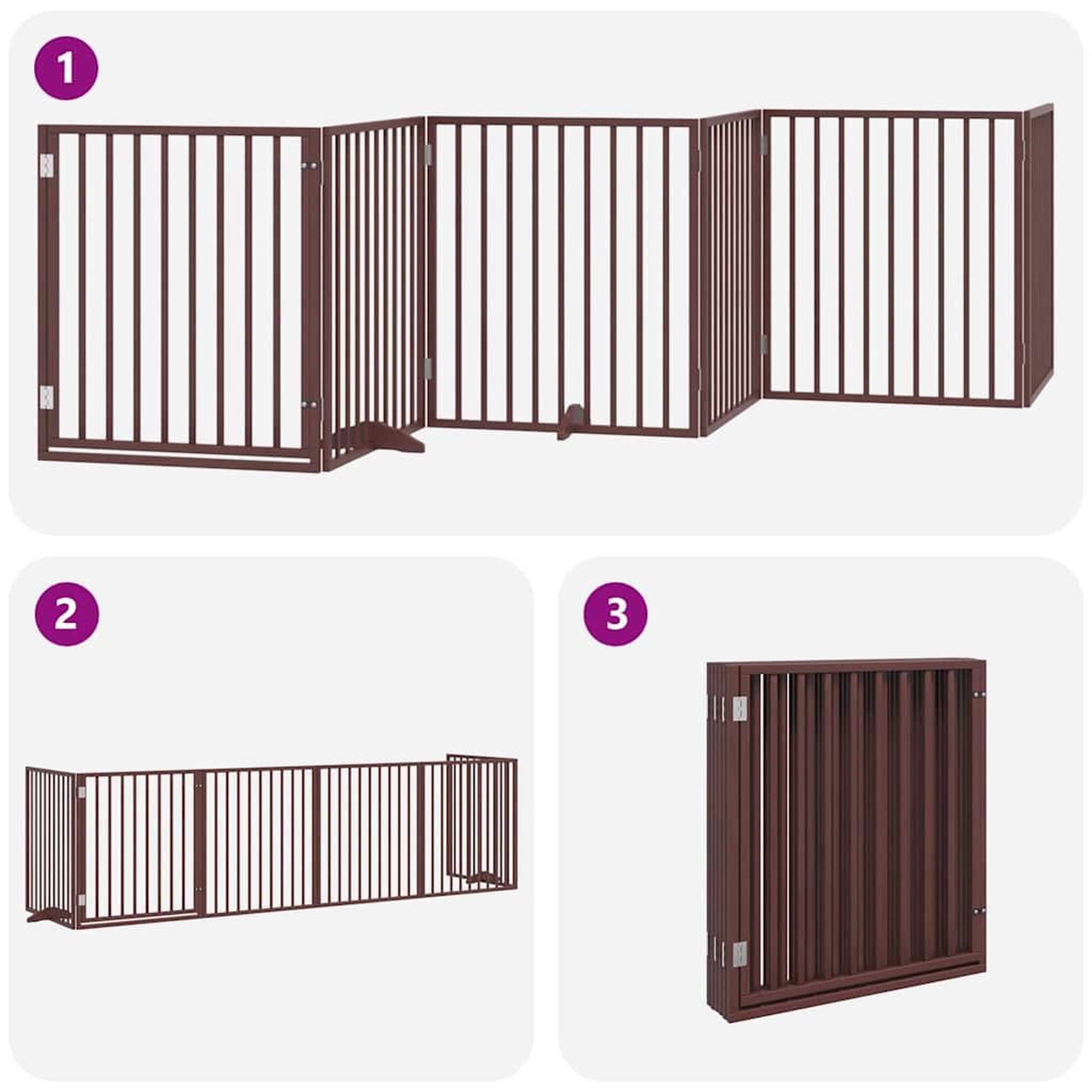 Voir la diapositive 5 : VIDAXL Barriere pour chien avec porte pliable 6 panneaux bois peuplier