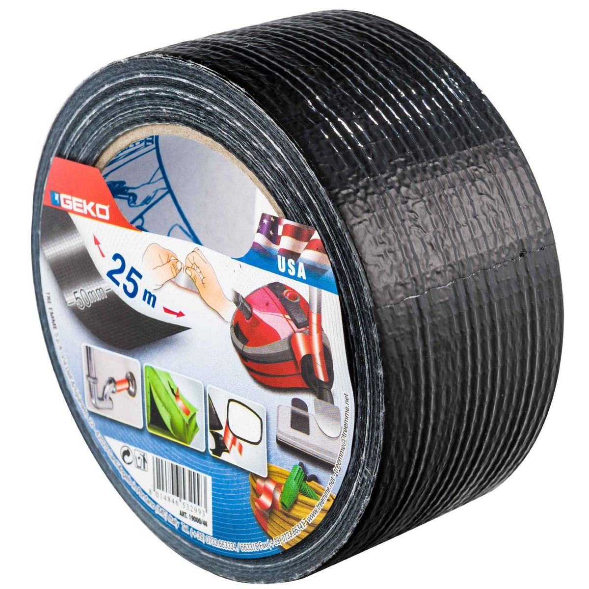 Geko Bande adhésive toilée plastifiée.