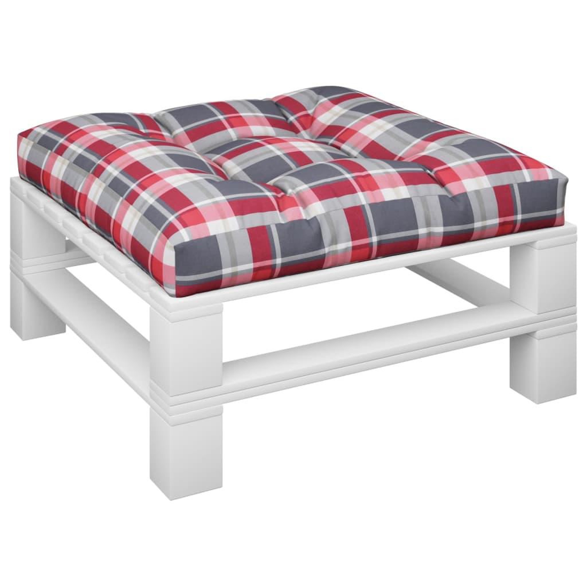 Voir la diapositive 3 : VIDAXL Coussin de palette motif a carreaux rouge 80x80x12 cm tissu