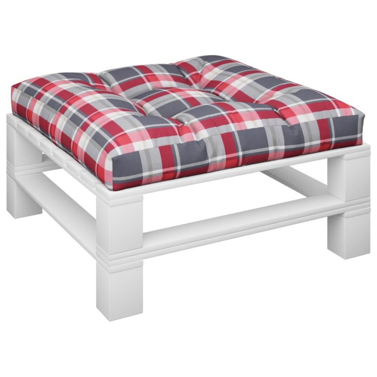 VIDAXL Coussin de palette motif a carreaux rouge 80x80x12 cm tissu