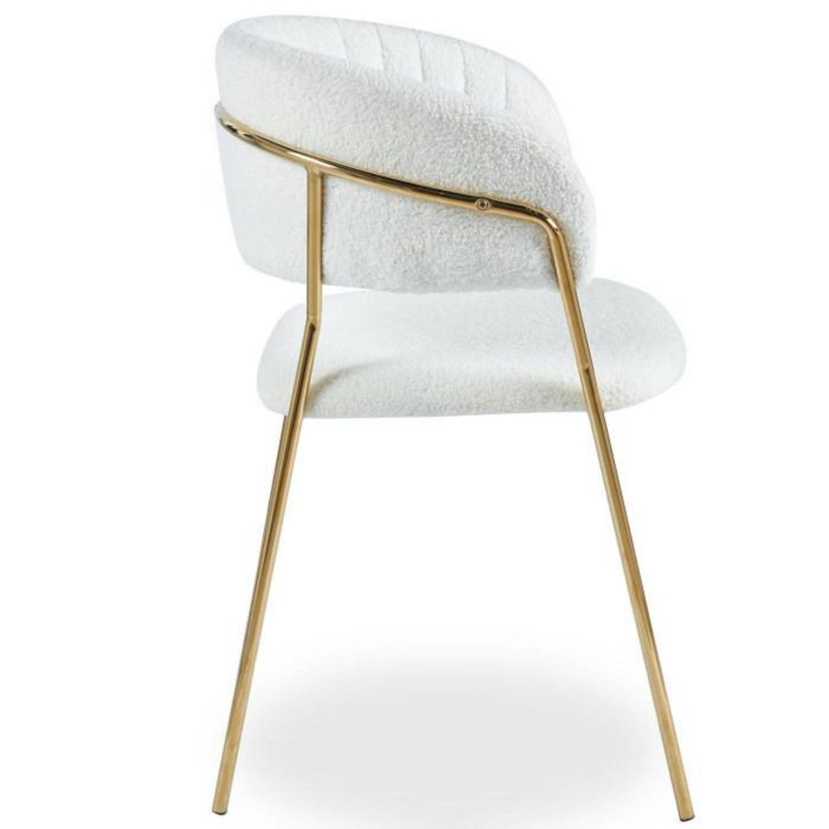 Paris Prix Lot de 4 Chaises en Bouclette  Batora  79cm Crème & Or