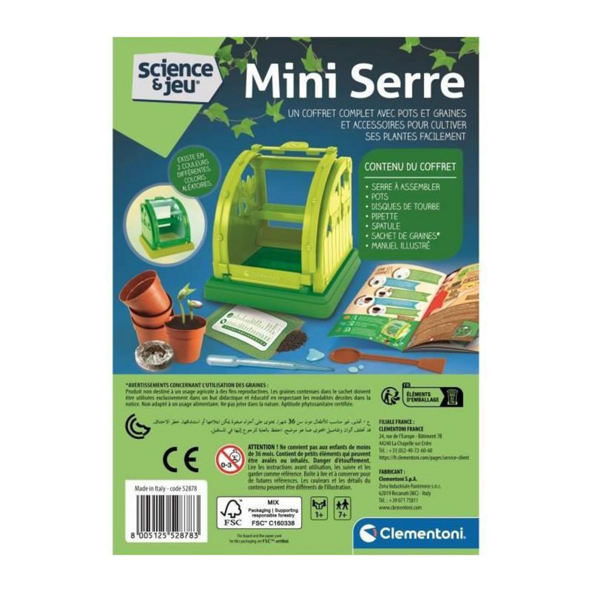 CLEMENTONI Kit Mini Serre Botanique Clementoni éducatif