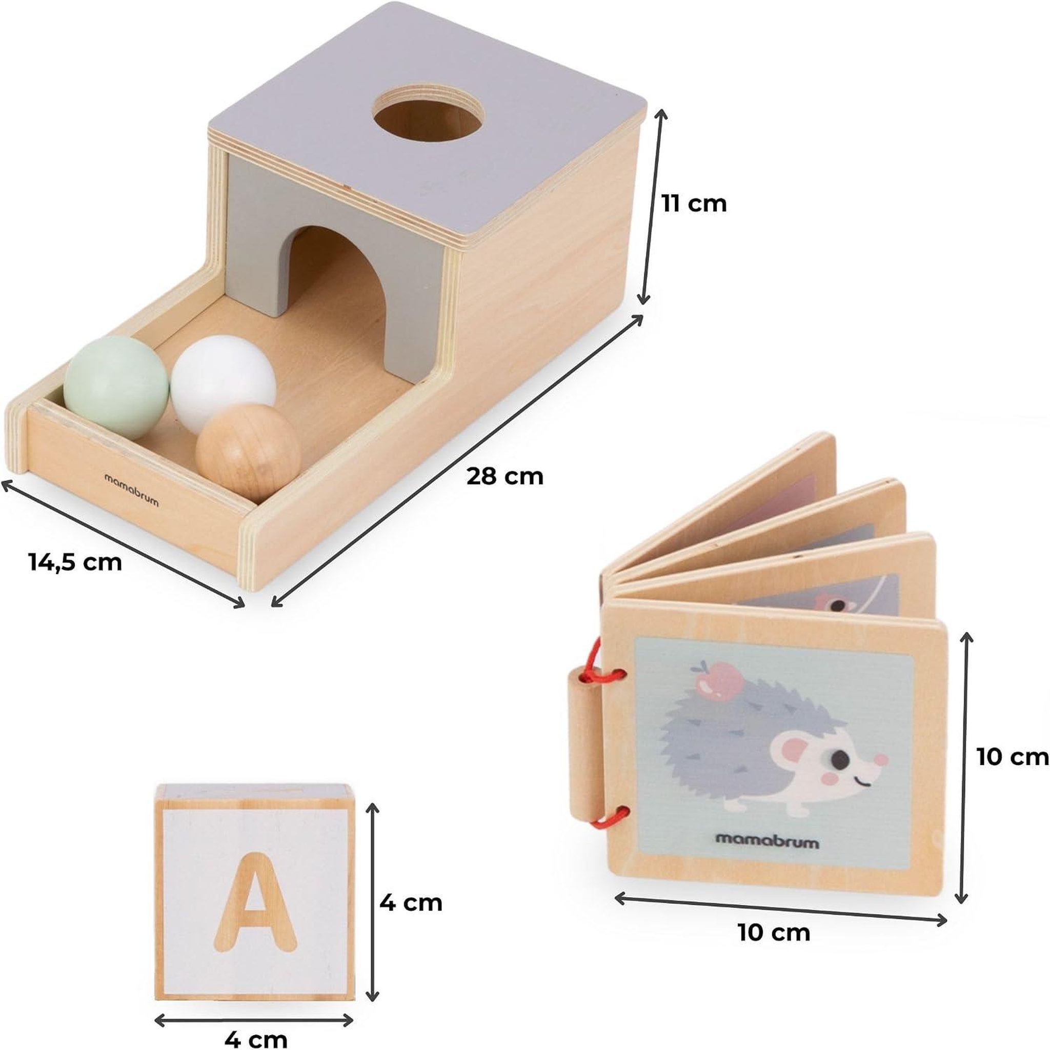 Voir la diapositive 4 : MAMABRUM Jeux Éveil Sensoriel Montessori en Bois, Boîte éducative Enfant, 6 Jouets Éducatifs