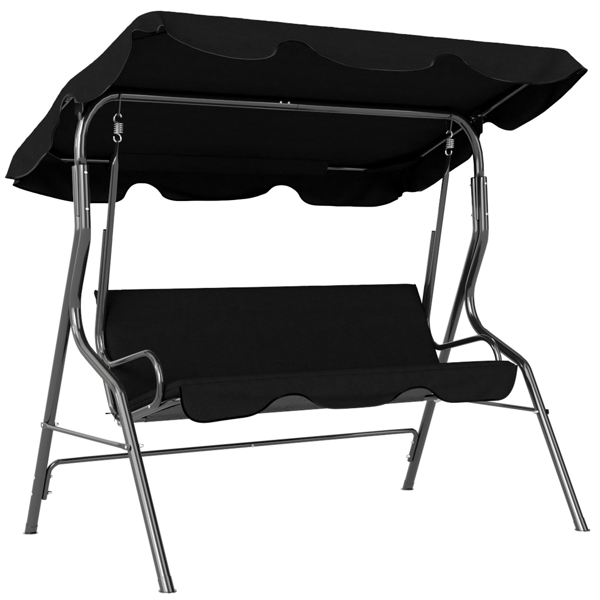 OUTSUNNY Balancelle de jardin 3 places coussins assise dossier noir